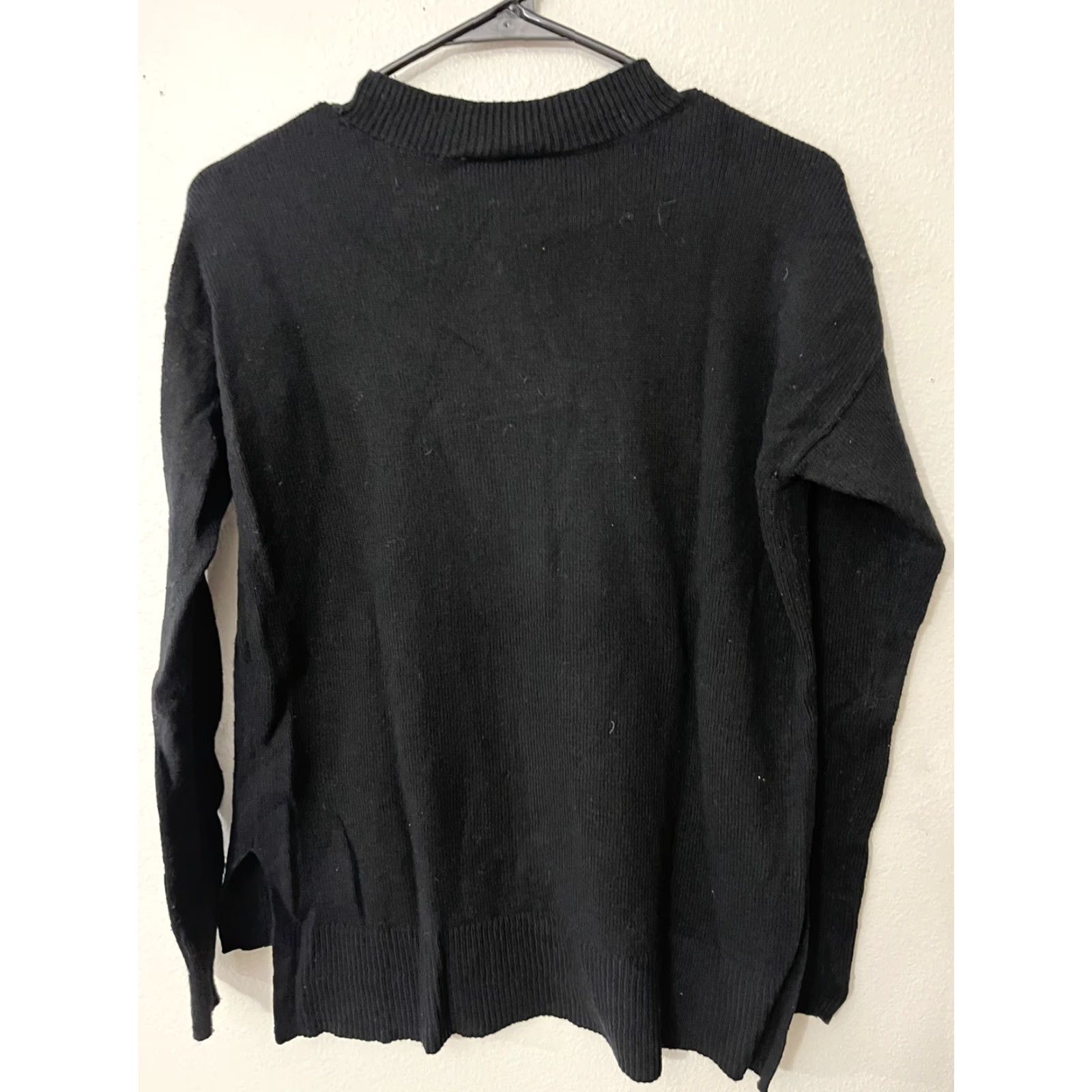 Gap GAP Women's Pullover Sweater Crew Neck Wool Blend Black M Solid Knit Casual Sweater 90s? Size M / US 6-8 / IT 42-44 - 3 Thumbnail