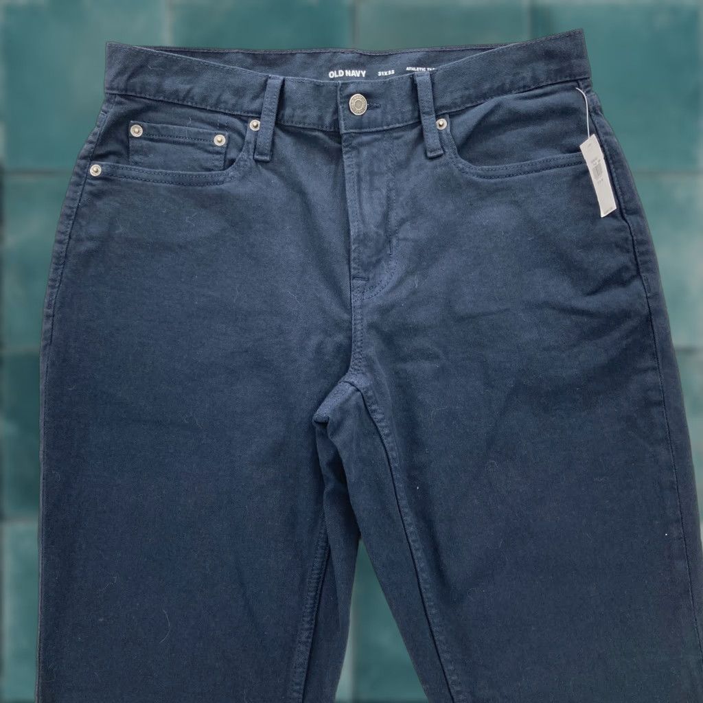 Old Navy Old Navy Athletic Taper 5-Pocket Twill Pants Mens 31x32 Dark Blue Stretch Casual Size US 31 - 1 Thumbnail