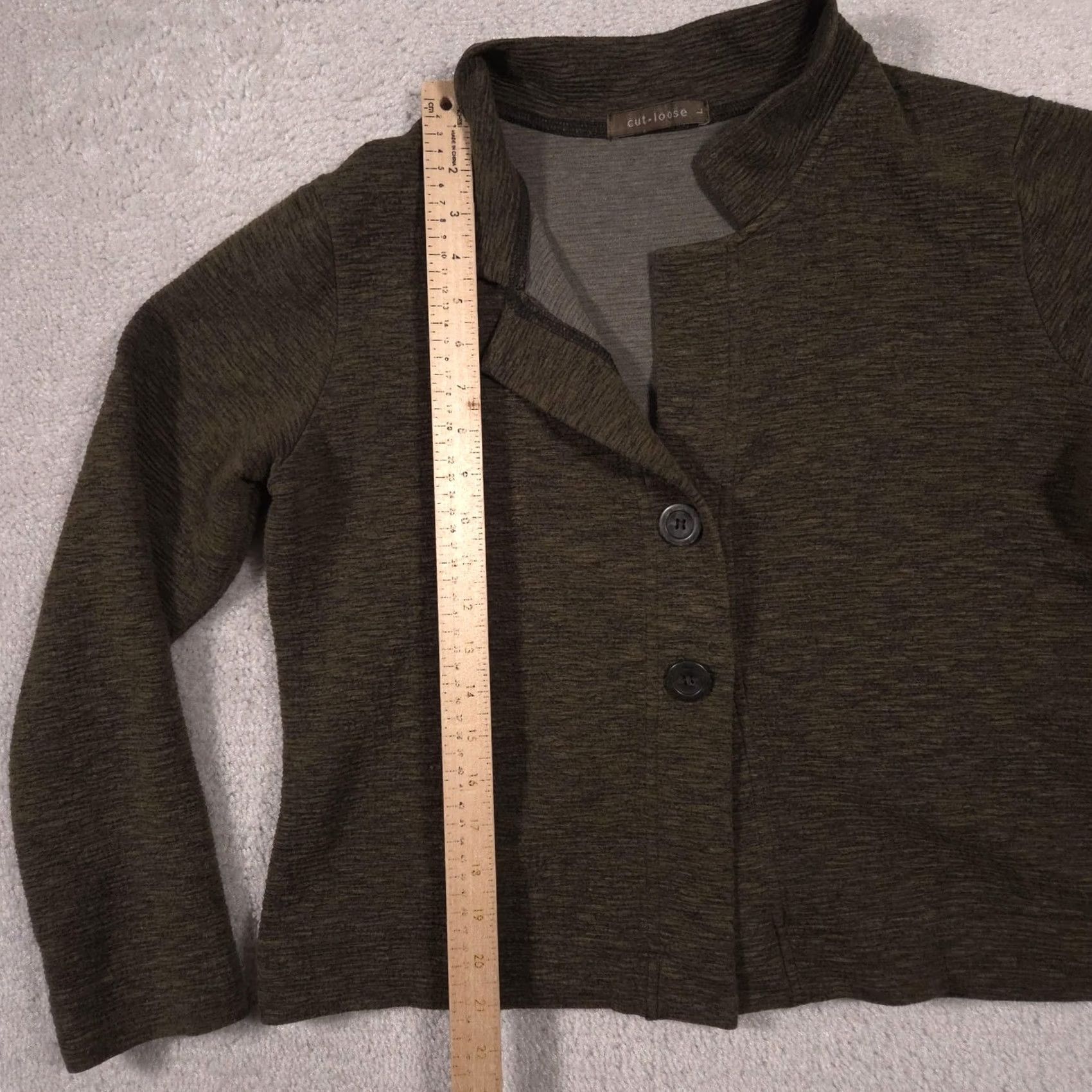 Vintage Cut Loose Blazer Womens Large Green Knit Button Front Stretch Jacket Casual Size L / US 10 / IT 46 - 7 Thumbnail