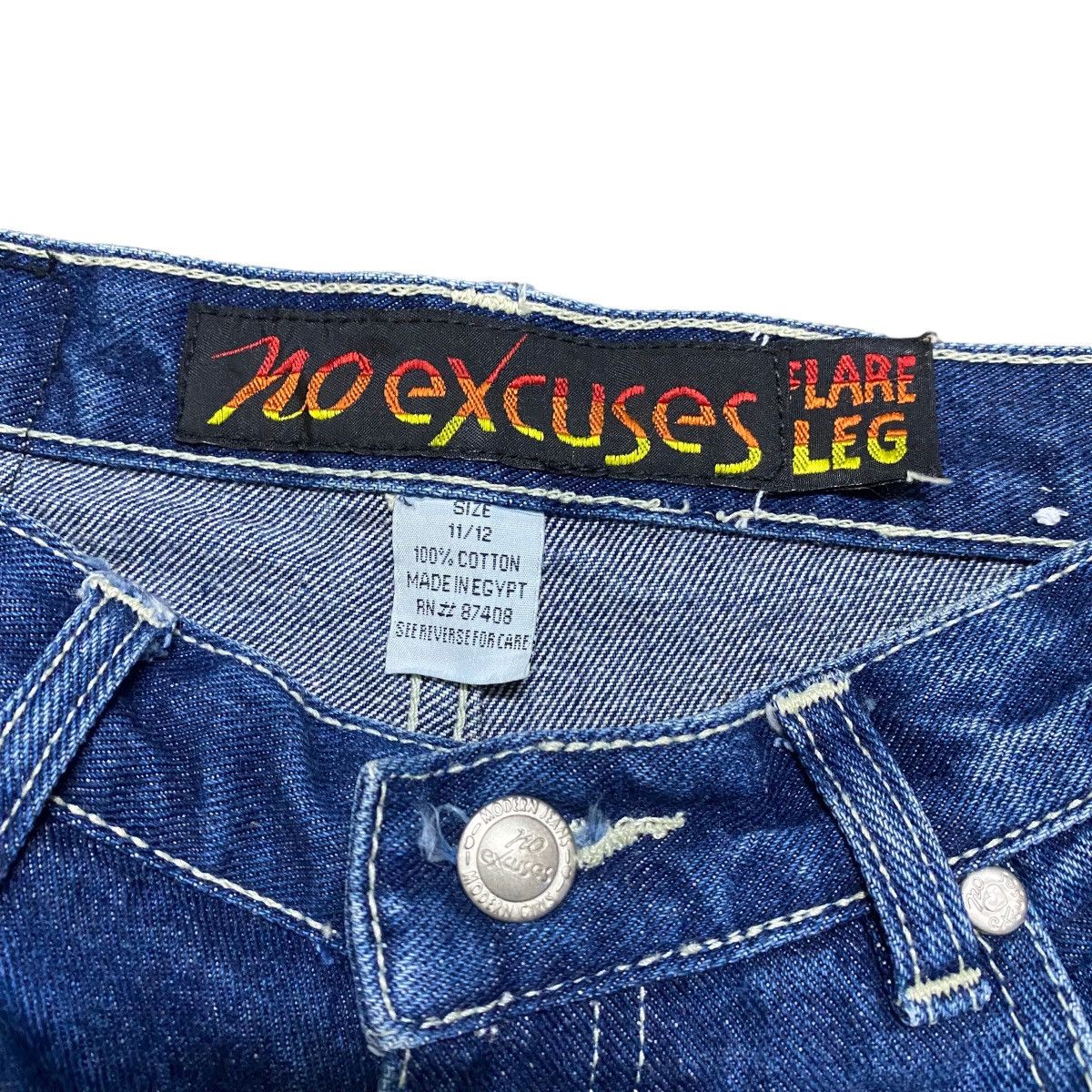 JNCO Vintage 90s No Excuses Flare Leg Denim Jeans Girl Gear Size 29" - 9 Thumbnail