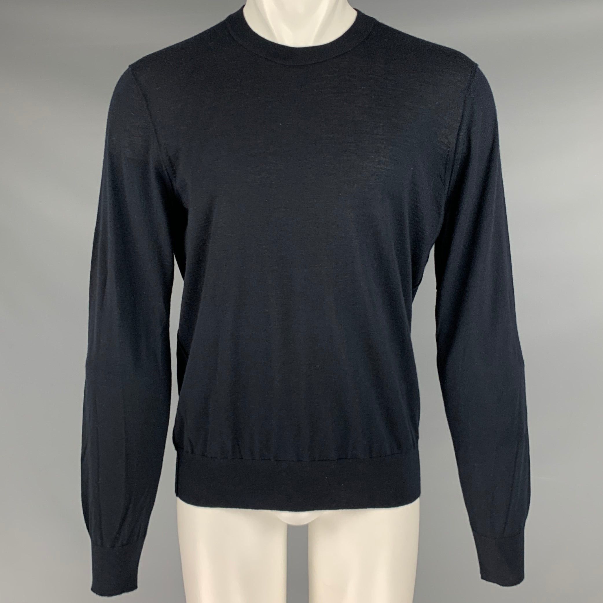 image of Dolce Gabbana Navy Knit Cashmere Crew Neck Pullover, Men's (Size Medium)