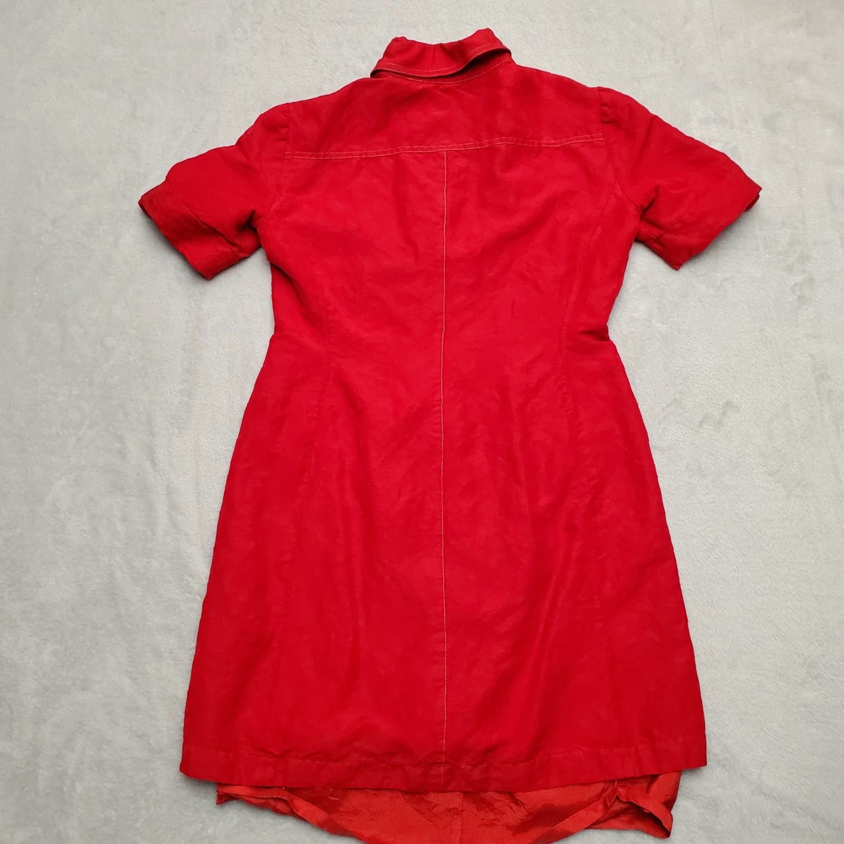 Vintage VINTAGE Tahari Top Womens 6P Red Linen Blend Short Sleeve Shirt Dress Casual Button-Up Size M / US 6-8 / IT 42-44 - 5 Thumbnail