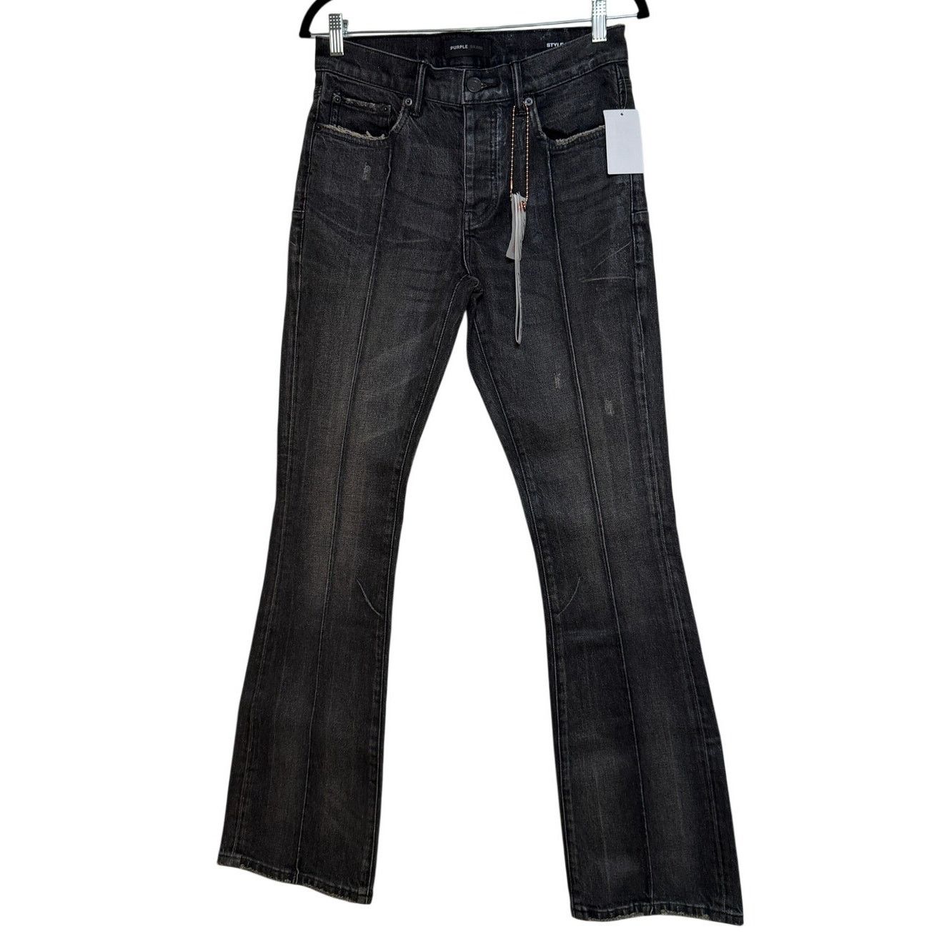 PURPLE BRAND NWT Pintuck Flare Coated Flare Jeans