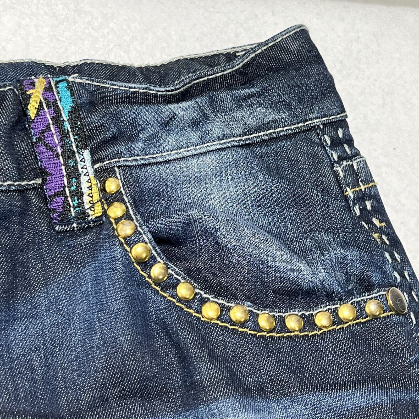 Coogi COOGI Straight Leg Rip Distressed Jeans Embroidery Studded Size 36" / US 14 / IT 50 - 6 Thumbnail