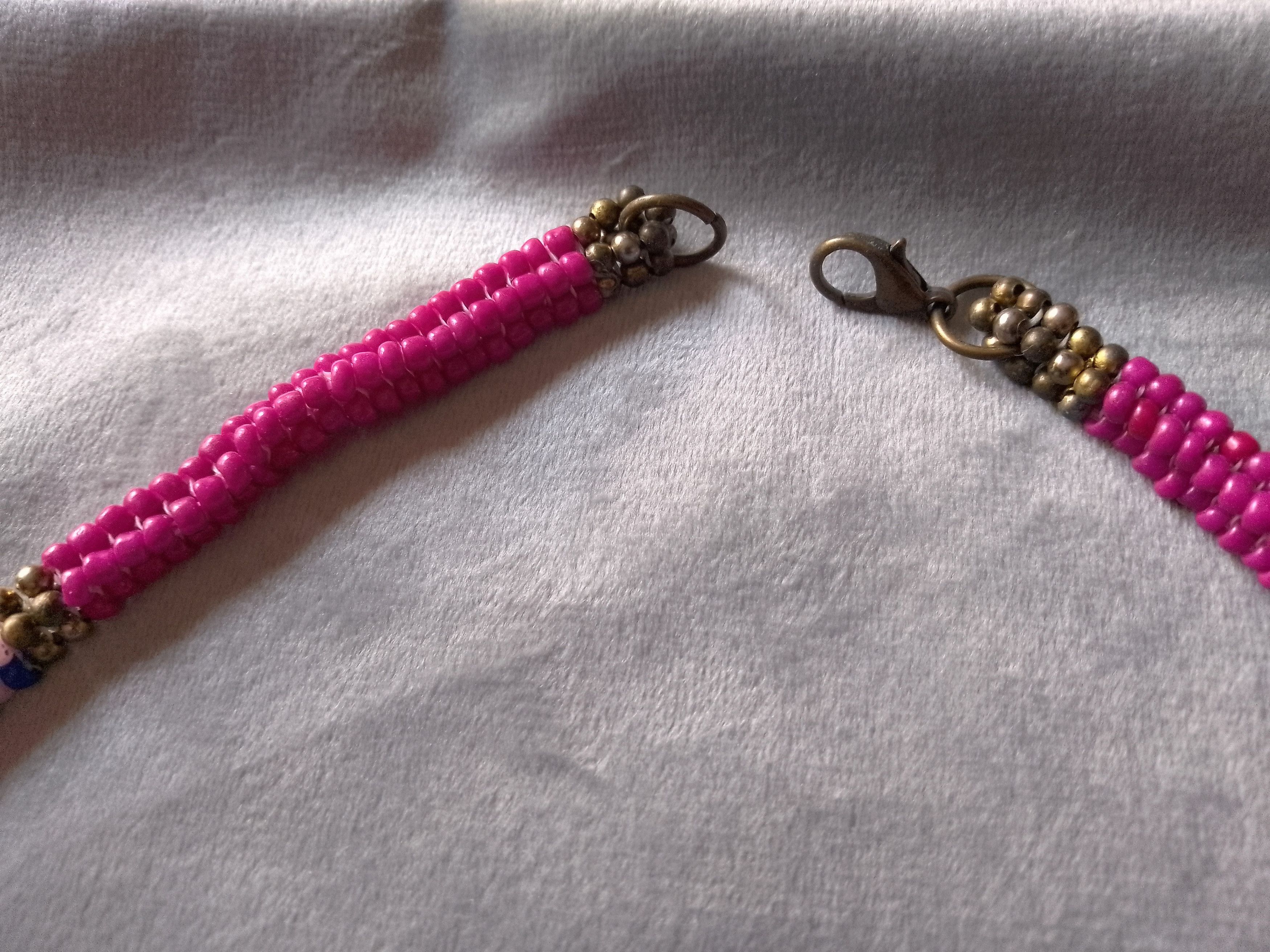 Handmade Necklace Pink Blue Ethnic Tribal Pendant African Woman Size ONE SIZE - 5 Thumbnail