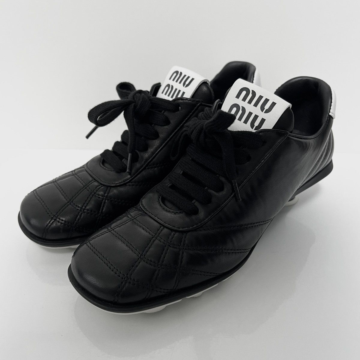 Miu Miu Miu Miu Leather Soccer Heels Size US 4.5 / IT 34.5 - 3 Thumbnail