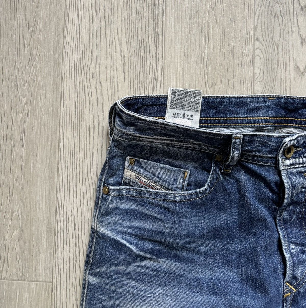 Diesel Denim Regular Slim Tapered Jeans Distressed