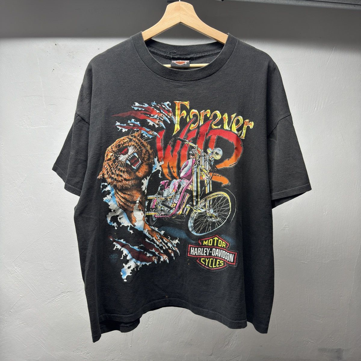 Harley Davidson 90s Harley Davidson Forever Wild Shirt ERD Grunge Faded WCC Size US XL / EU 56 / 4 - 1 Thumbnail