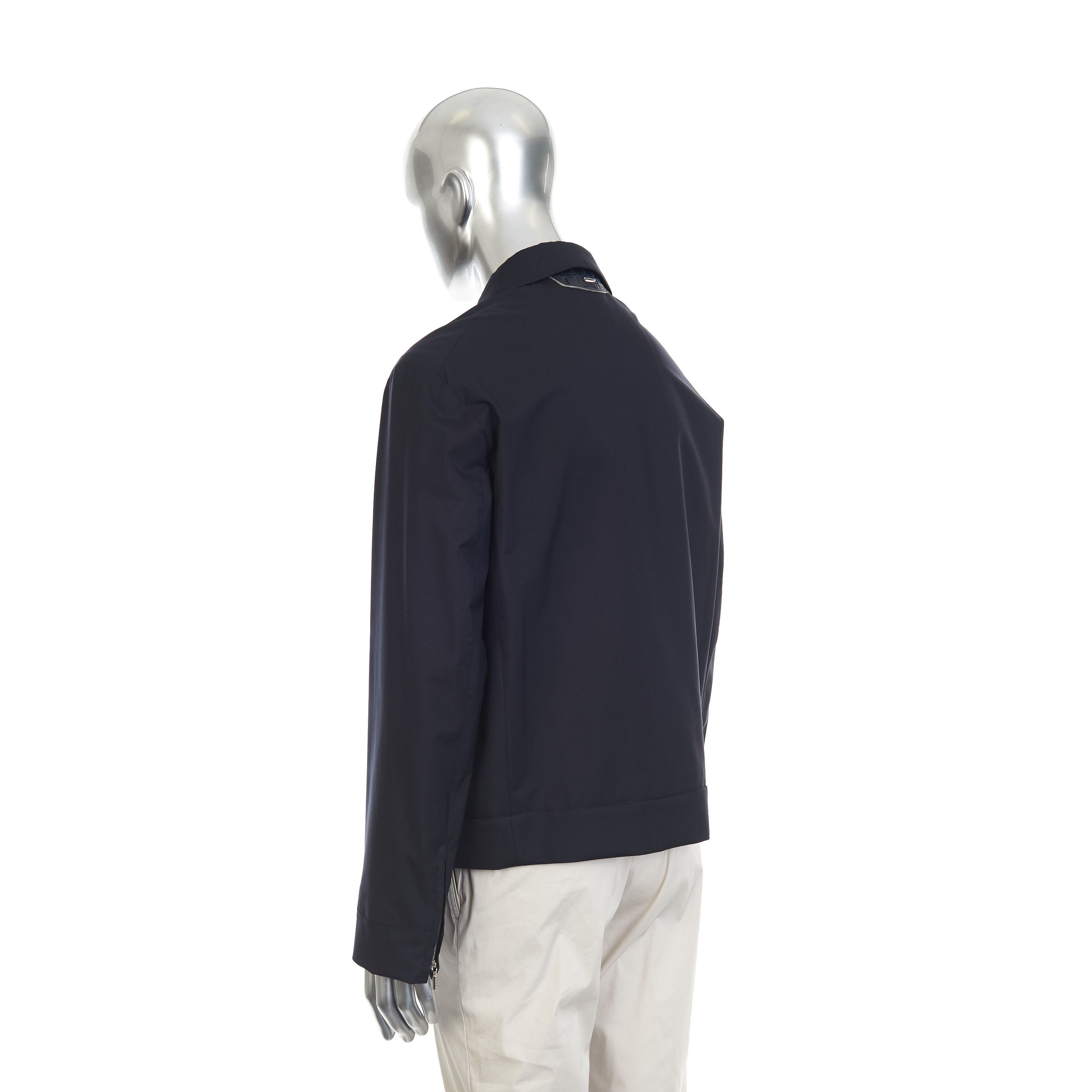 Zilli Dark Navy Bomber Jacket with Woven Leather Collar Size US M / EU 48-50 / 2 - 4 Thumbnail