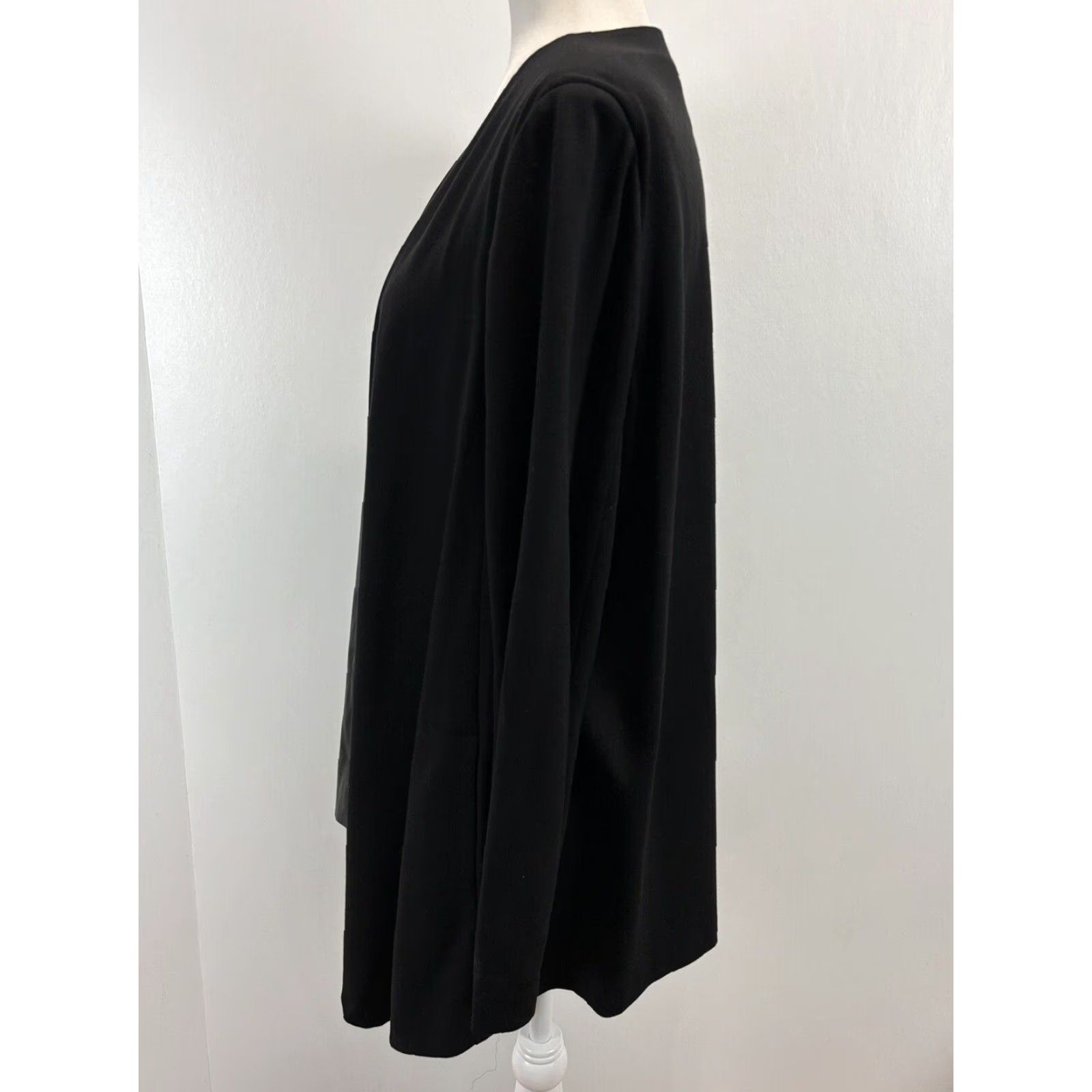 Vintage Lafayette 148 New York Jacket Women Open Front Black Faux Leather L Large Open Waterfall Relaxed Size: L - Womens Size L / US 10 / IT 46 - 2 Thumbnail