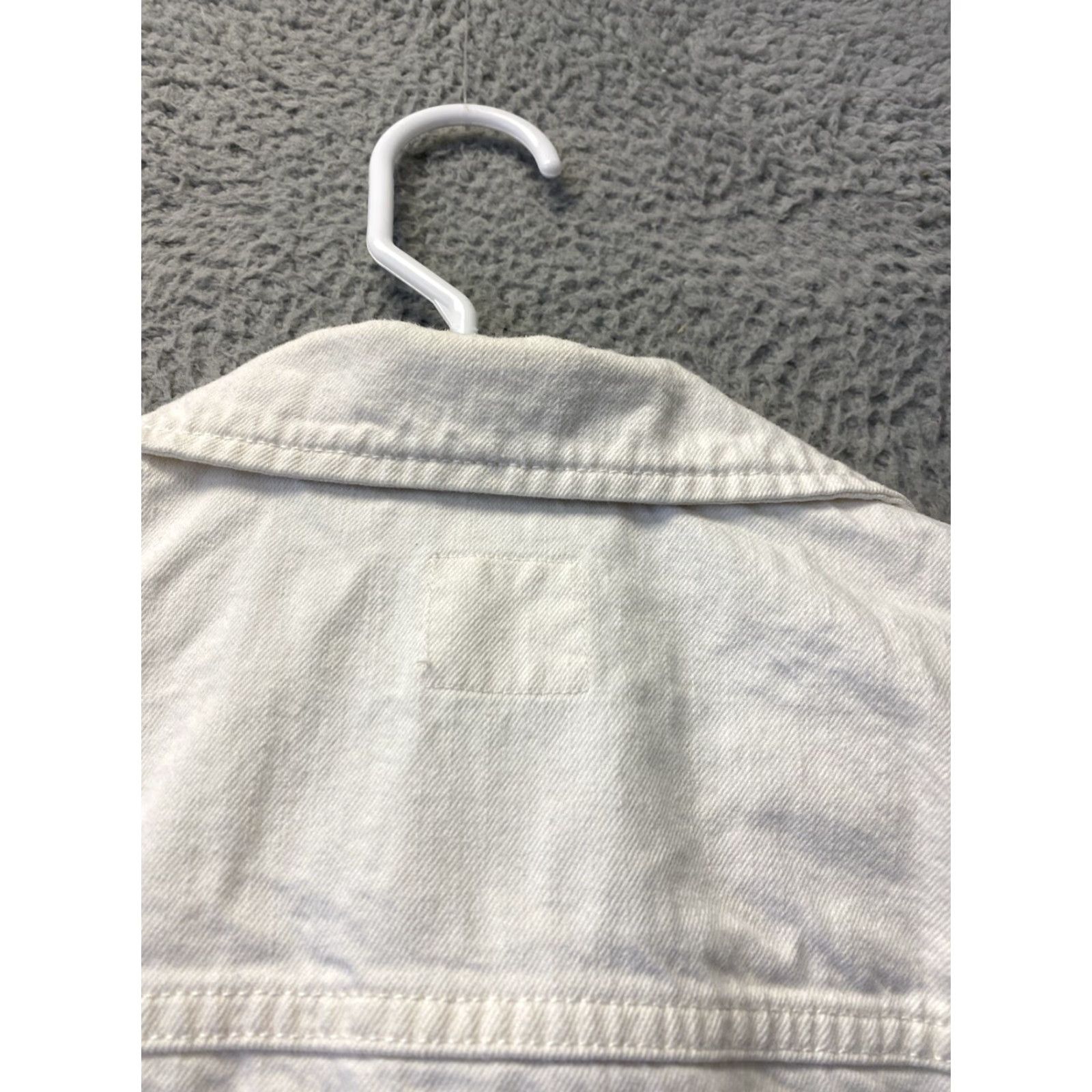 Denime J Crew Motorcycle Jacket Womens Large Beige Denim Casual Button Pockets Regular Fit Size L / US 10 / IT 46 - 8 Thumbnail