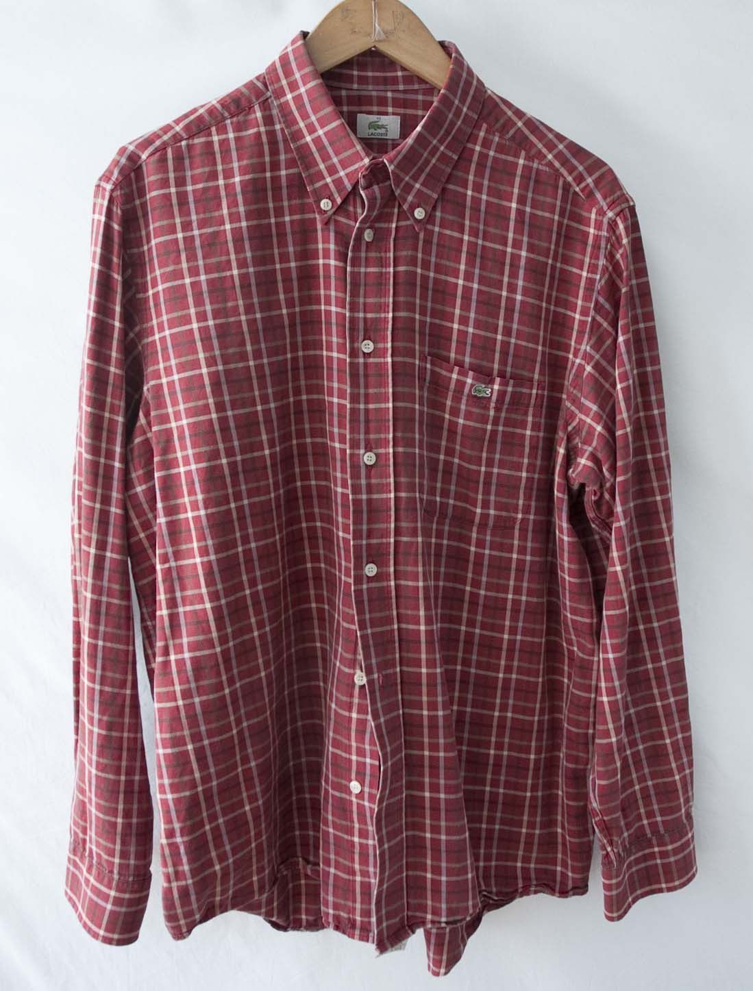 Lacoste Lacoste Shirt Size 42 Red Plaid Flannel Size 42R - 2 Thumbnail