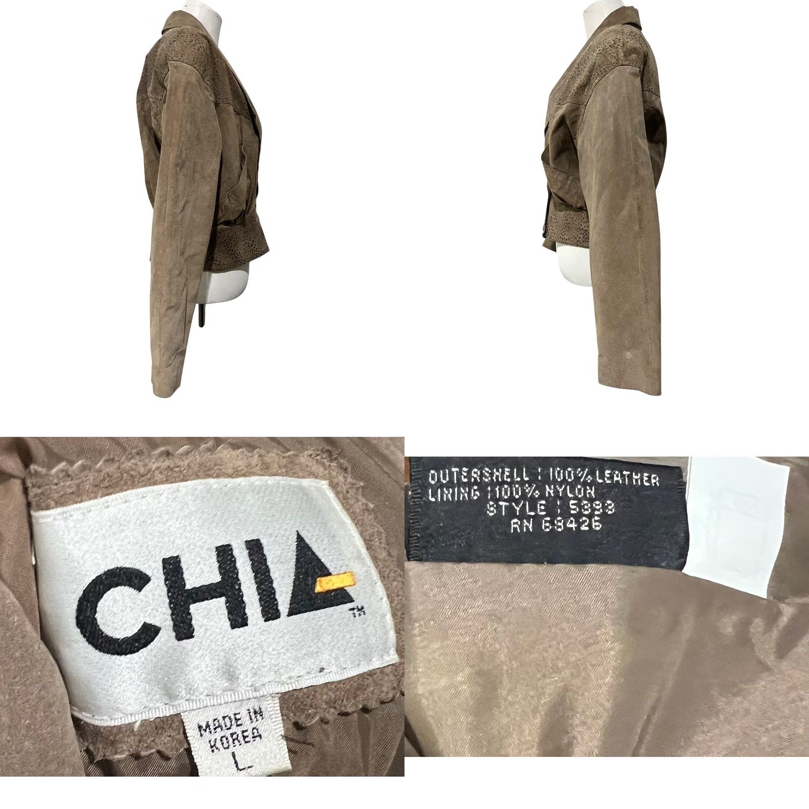 Vintage VINTAGE Chia Leather Suede Jacket Big Shoulder Corset Tan Women’s Sz L 80s 90s Recipe: Shirt Size L / US 10 / IT 46 - 8 Thumbnail