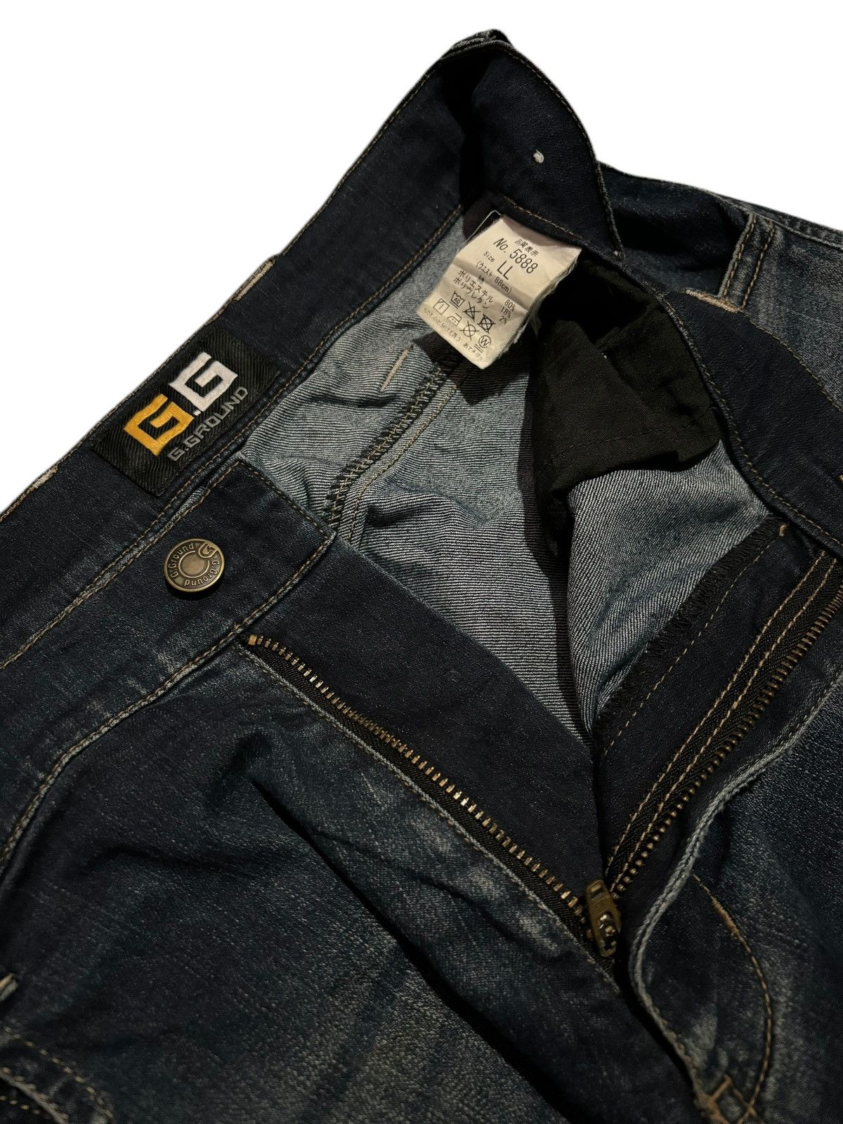 Japanese Brand G.Ground Faded Cargo Slim Strecth Denim Jeans Size US 34 / EU 50 - 4 Thumbnail