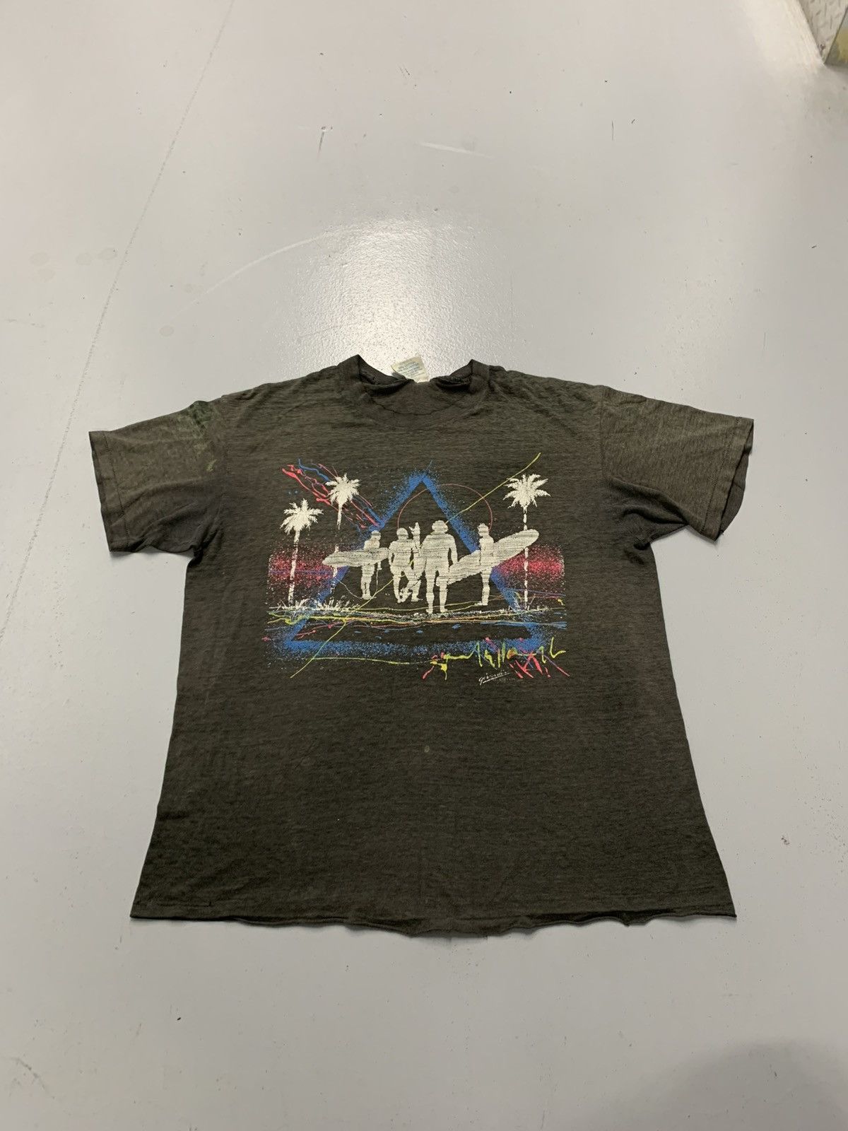 Vintage Rare Vintage 1970s Surf Art T-Shirt “Girard” Palm Trees Size US L / EU 52-54 / 3 - 1 Thumbnail