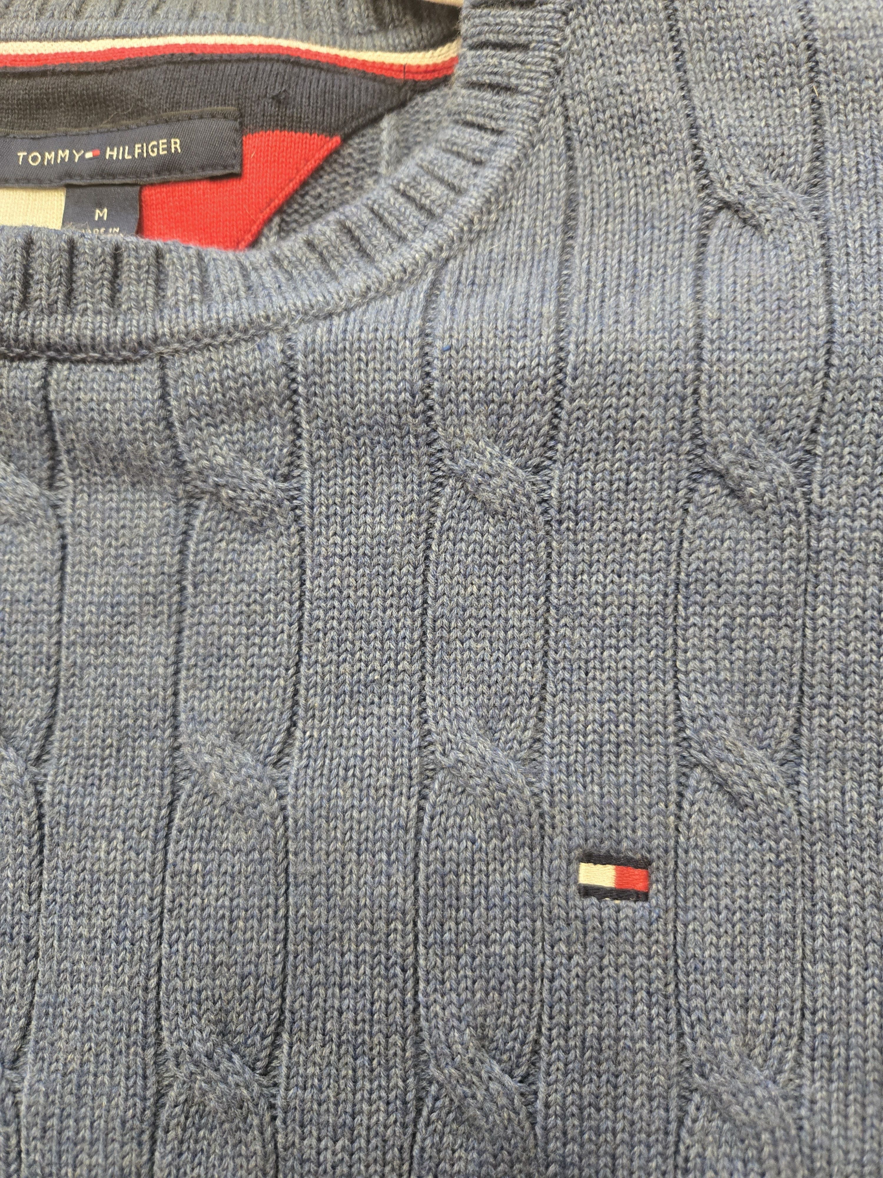 Tommy Hilfiger Tommy Hilfiger Cable Knit Sweater Blue Crewneck Logo Cotton Size US M / EU 48-50 / 2 - 4 Thumbnail