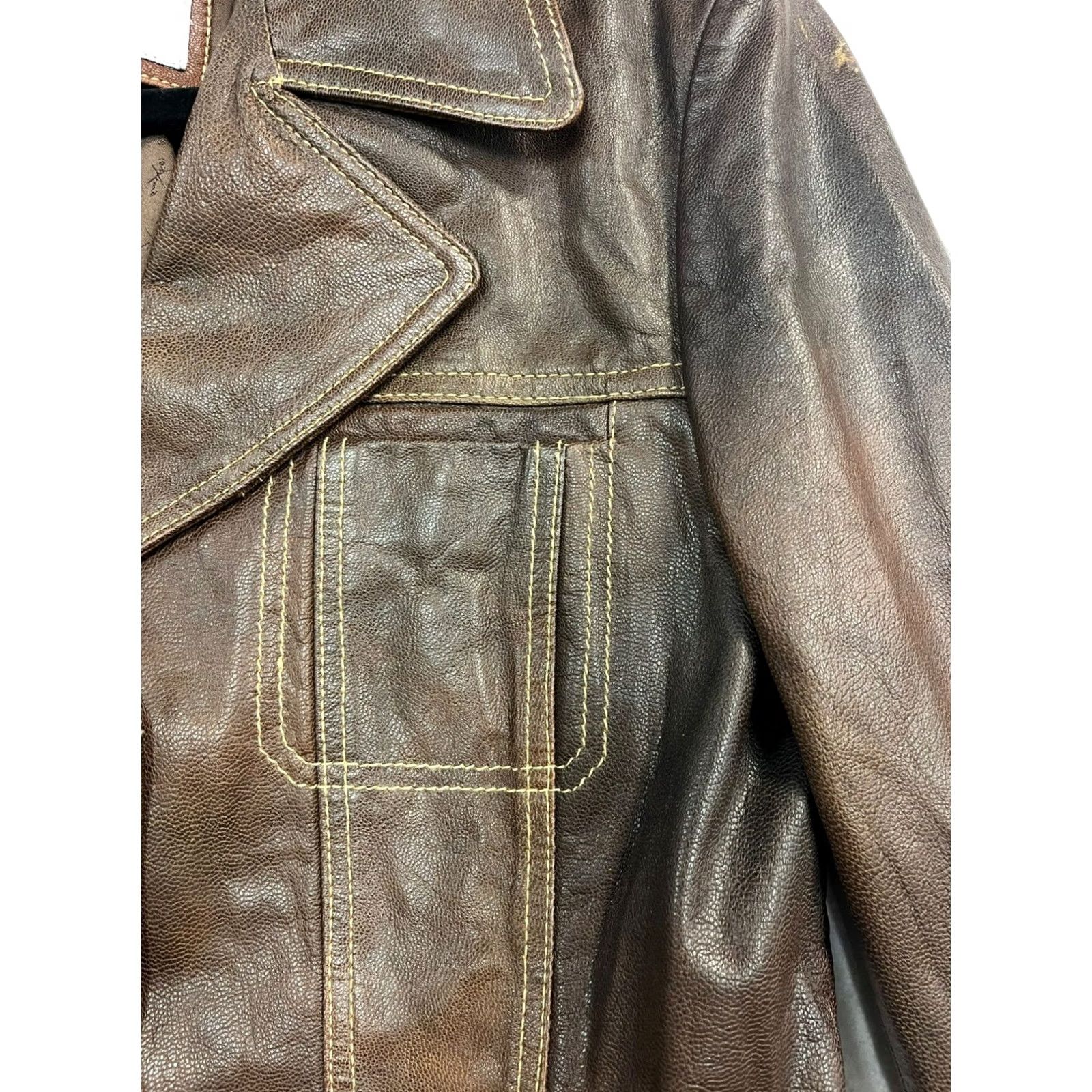 Vintage VINTAGE Wilson's Leather Women Coat Trench Brown Medium Leather Button Front Womens Maxima 2669 Size M / US 6-8 / IT 42-44 - 5 Thumbnail