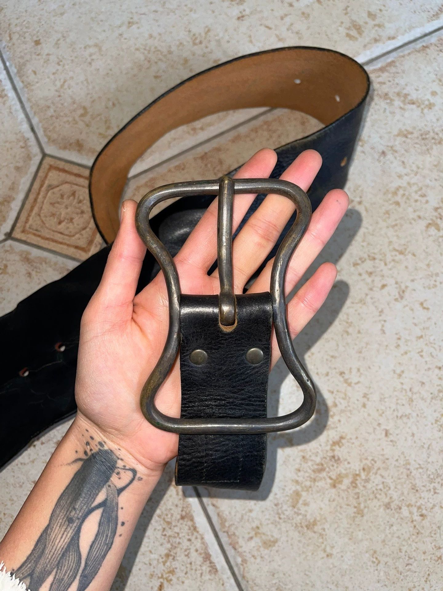 Share Spirit Homme share spirit oversized irregular leather belt Size ONE SIZE - 3 Thumbnail