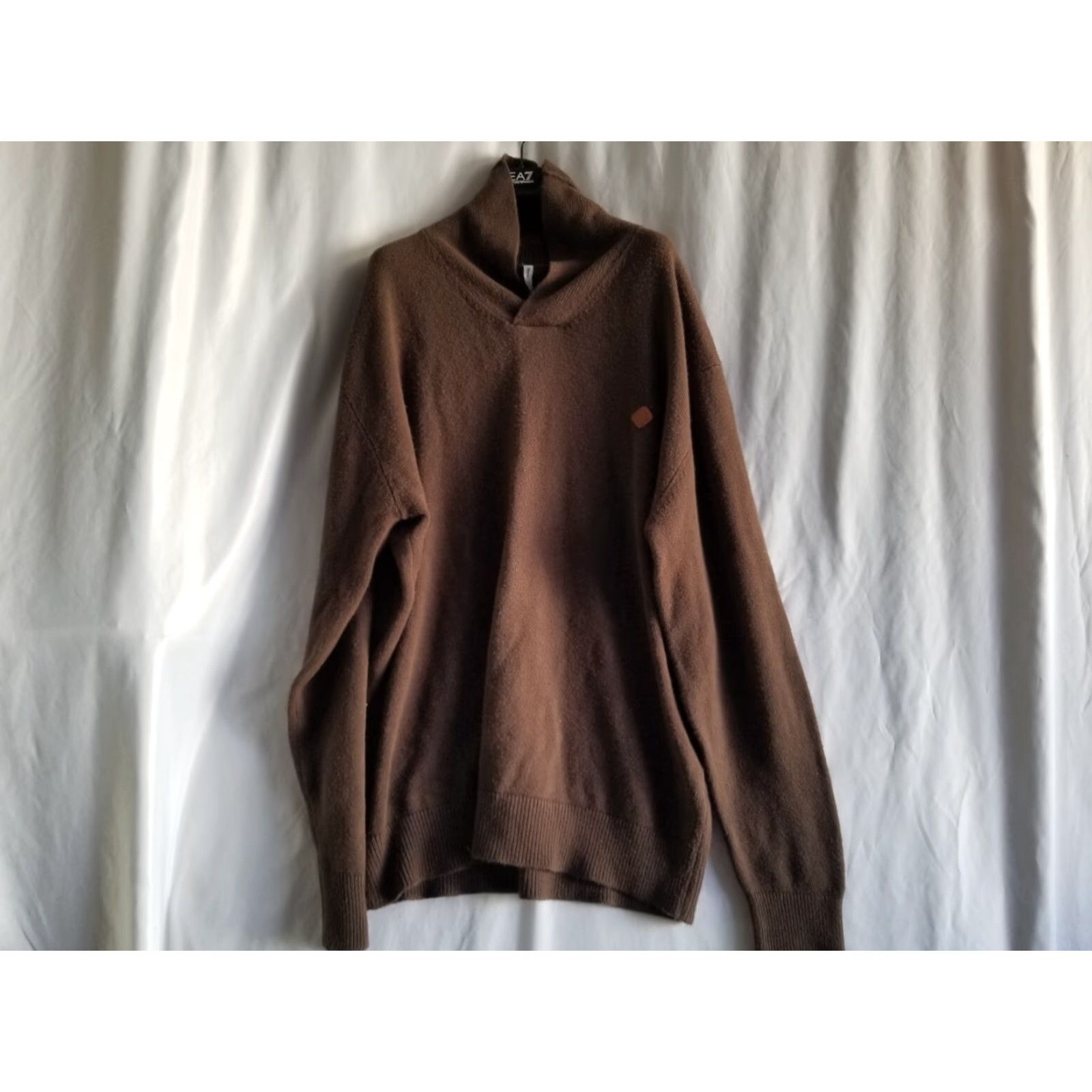 Vintage ORISUE Shawl Collar Pullover Sweater Brown 4XL 100% Cotton Men Large XXXXL Size US XXL / EU 58 / 5 - 3 Thumbnail