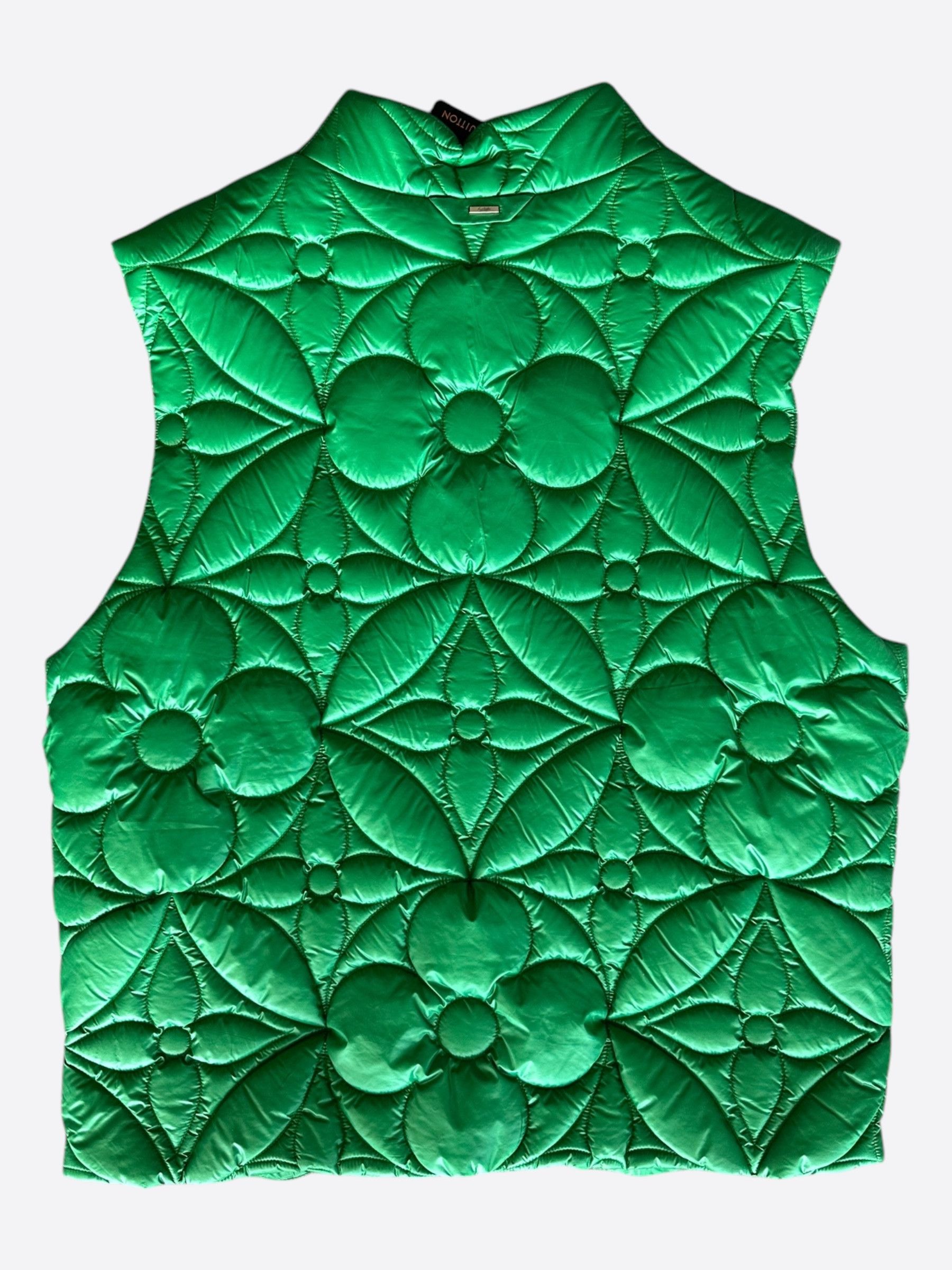 Louis Vuitton Louis Vuitton Green Flower Monogram Puffer Vest Size US XXL / EU 58 / 5 - 2 Thumbnail