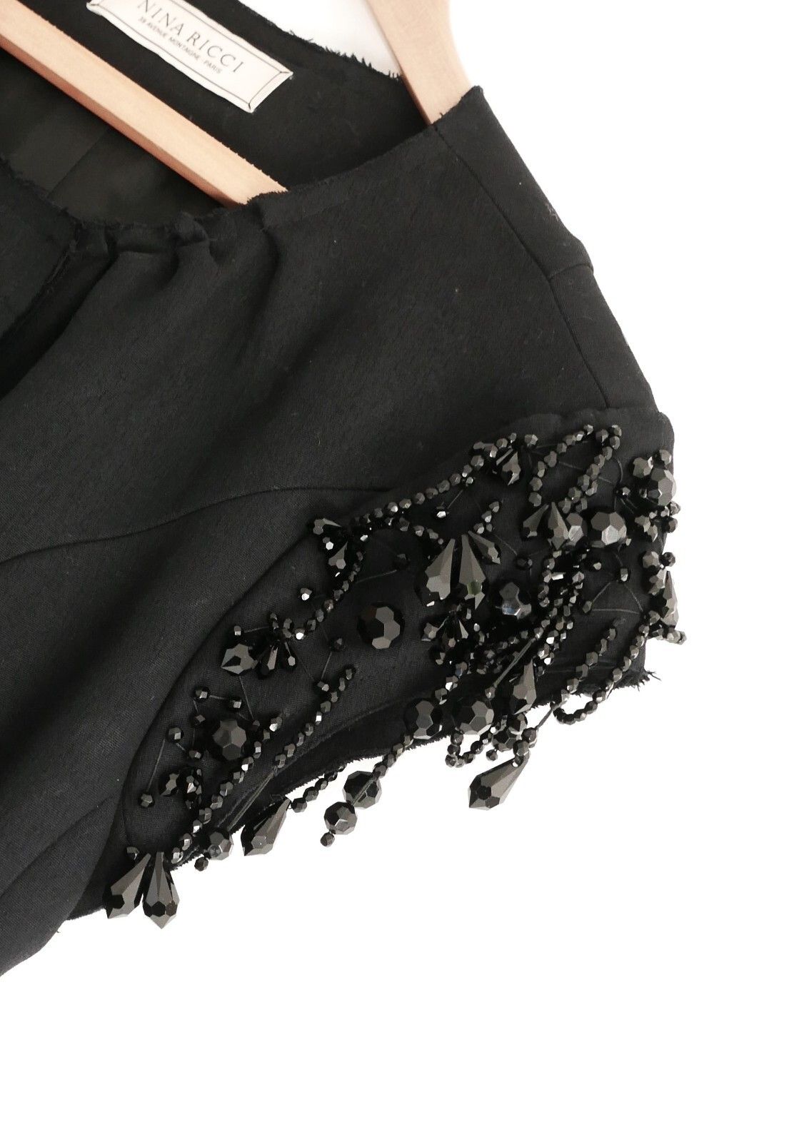 Nina Ricci Nina Ricci Fall 2012 Black Bead Embellished Hourglass Coat Size XS / US 0-2 / IT 36-38 - 3 Thumbnail