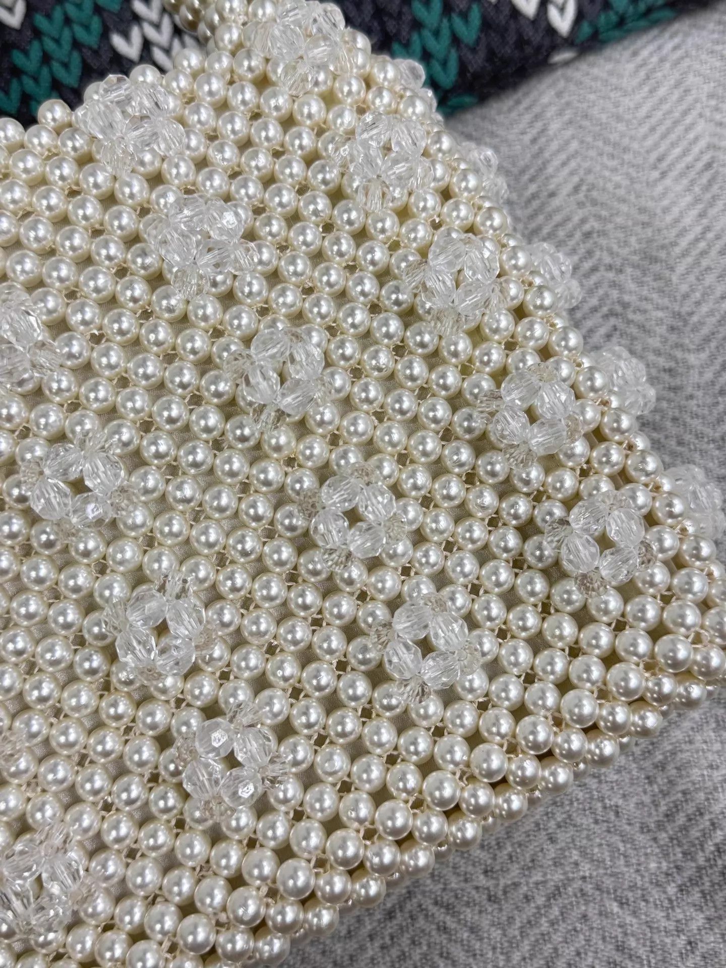 Other Shrimps White Pearl Beaded Tote Bag New Size ONE SIZE - 3 Thumbnail