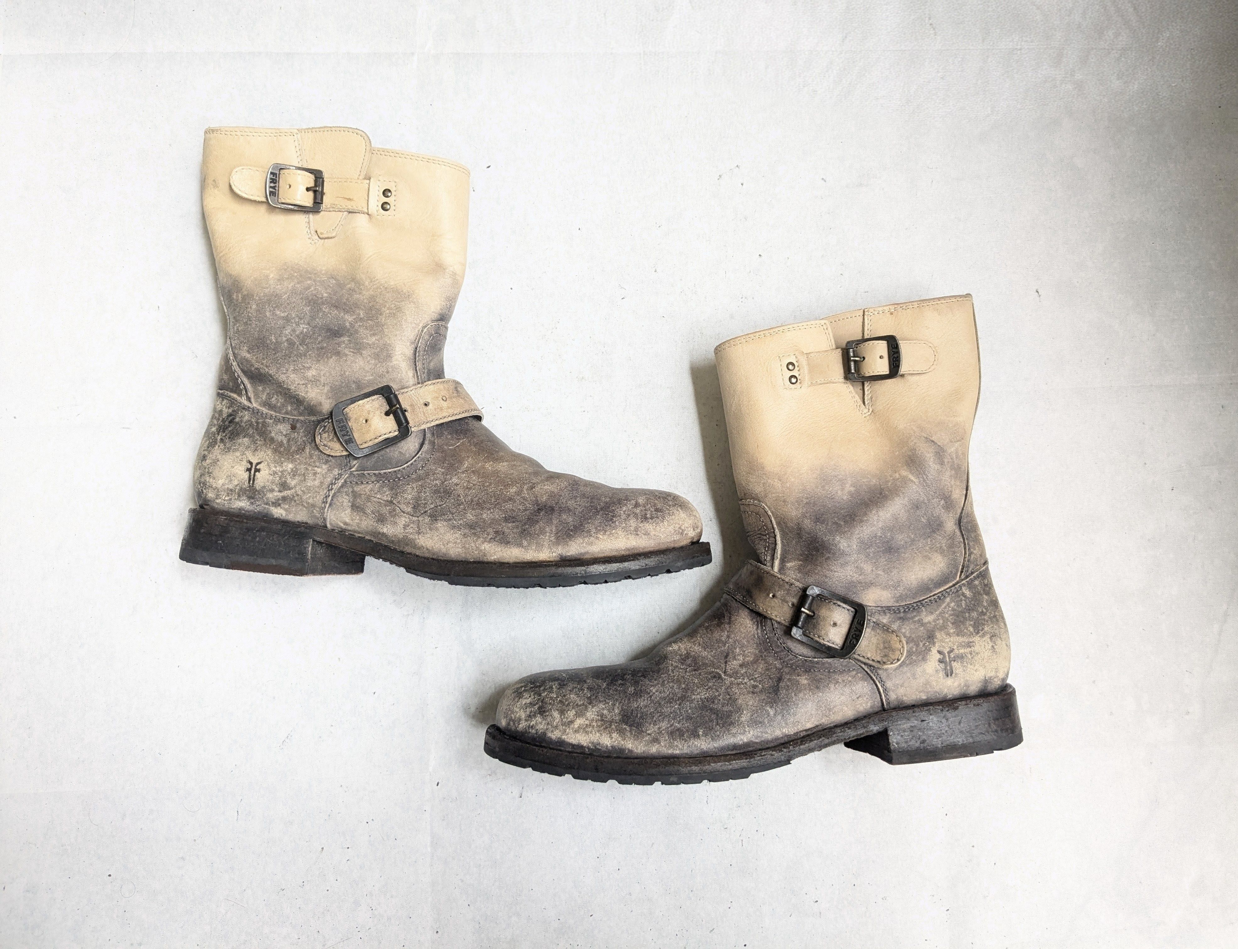 Frye Frye Engineer Boots Stonewash Leather 10.5 D Buckle Straps Size US 10.5 / EU 43-44 - 1 Thumbnail