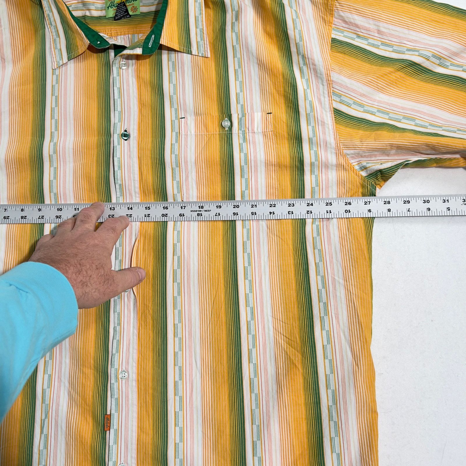 Akademiks Akademiks Button Shirt Mens 3XL Green Yellow Stripe 90s XXXL Size US XXL / EU 58 / 5 - 8 Thumbnail