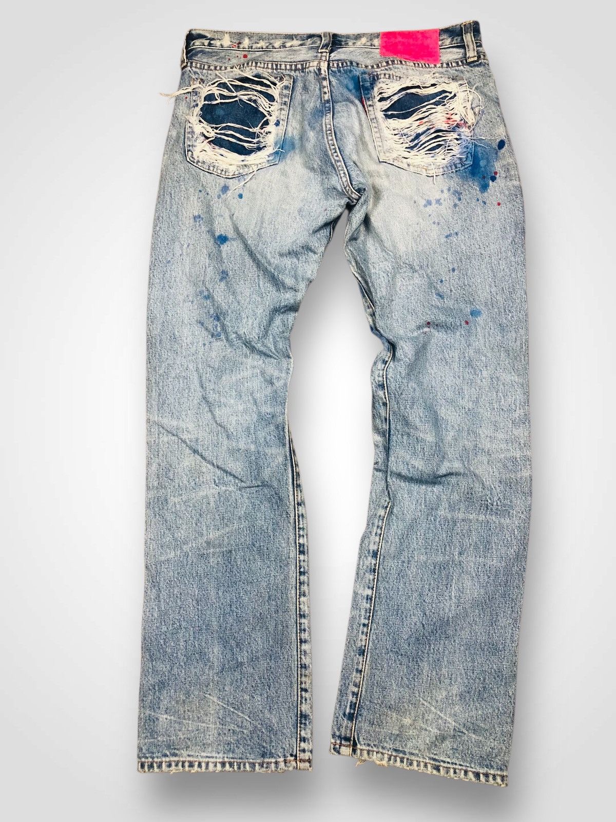 Japanese Brand RNA Inc. Vintage Ripped Jeans | Paint Splatter Denim (38) Size US 33 - 2 Thumbnail