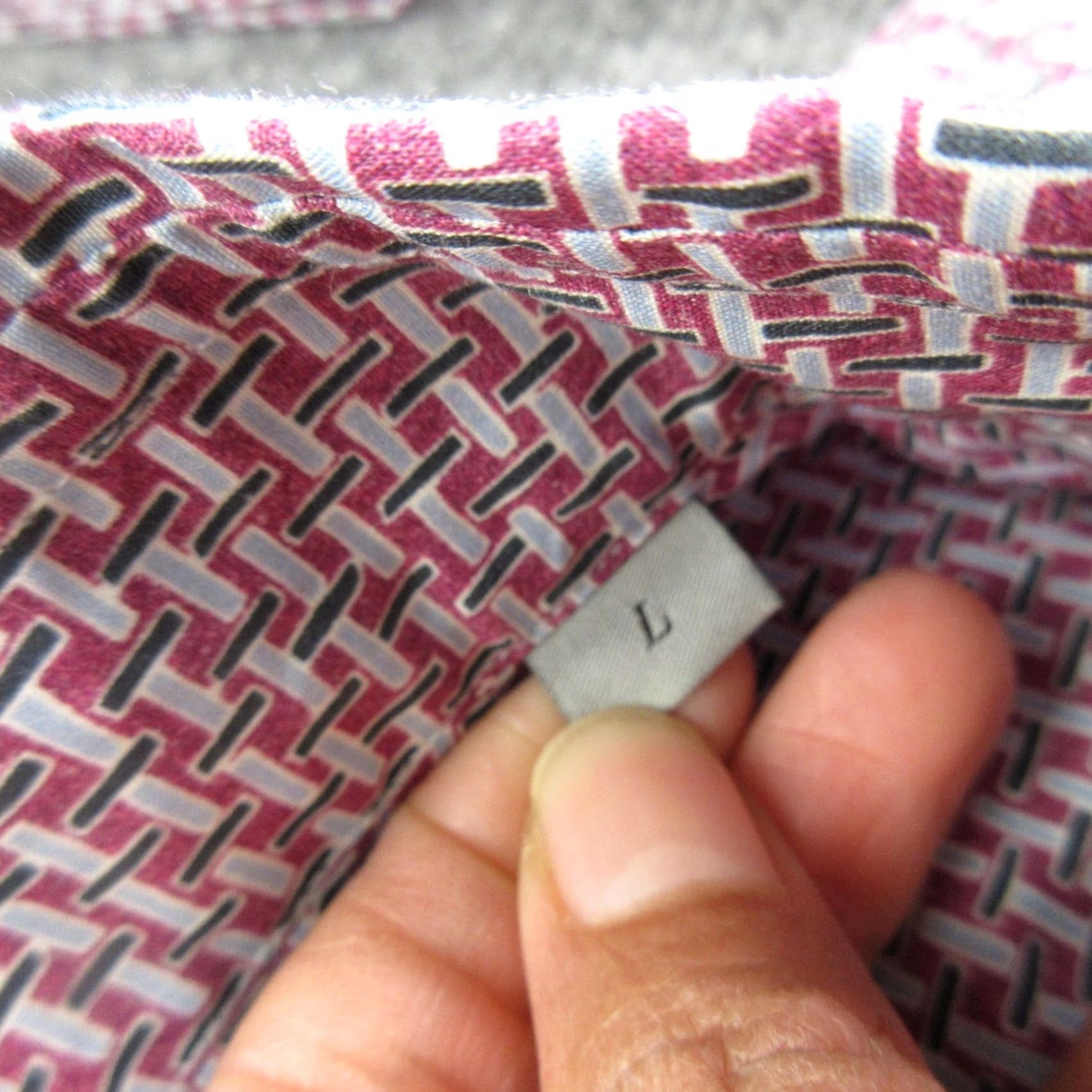 Canali Canali Shirt Mens Large Pink Geometric Made In Italy Dress Shirt Long Sleeve Size 42R - 6 Thumbnail