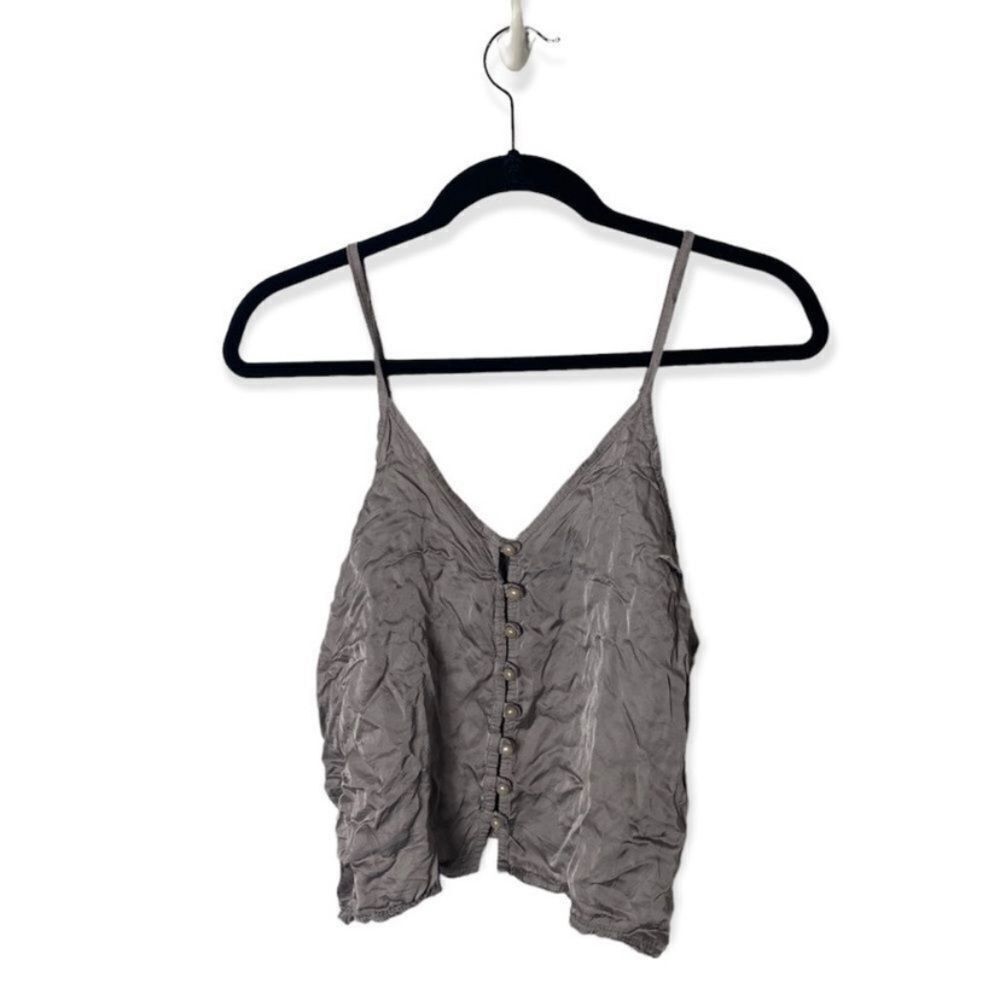 Other Don’t Ask Why Gray Button Front Crop Top Size OS Spaghetti S Size ONE SIZE - 2 Thumbnail