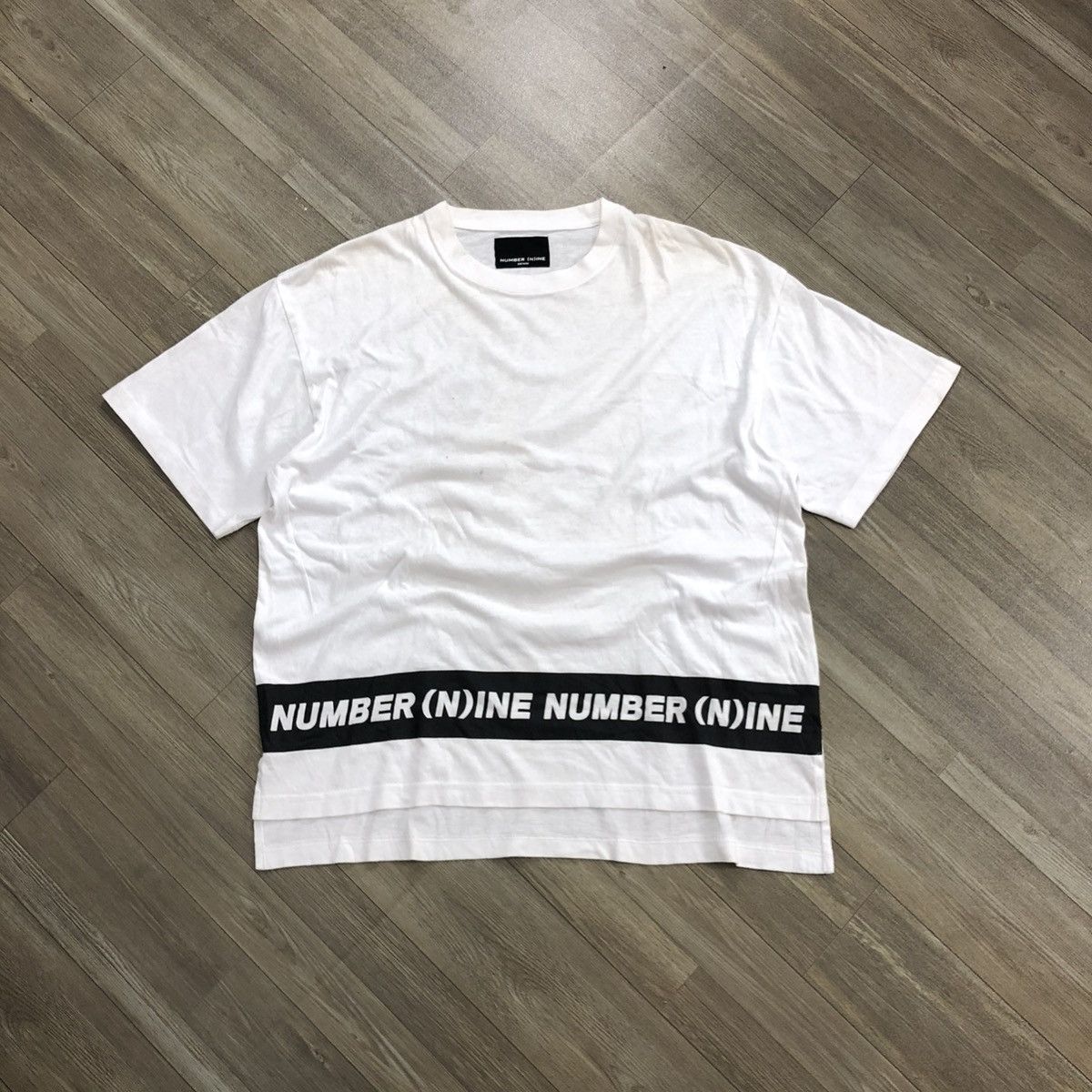 Japanese Brand × Number (N)ine × Takahiromiyashita The Soloist. Vintage Number (N)ine Denim Spell Out White Tee Size US M / EU 48-50 / 2 - 1 Thumbnail