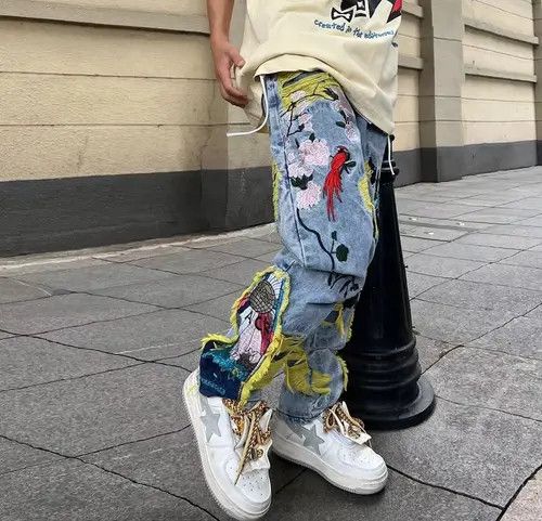 Japanese Brand Fumina x Kubo Embroidered Patch Denim Ripped Jeans Size US 36 / EU 52 - 6 Thumbnail