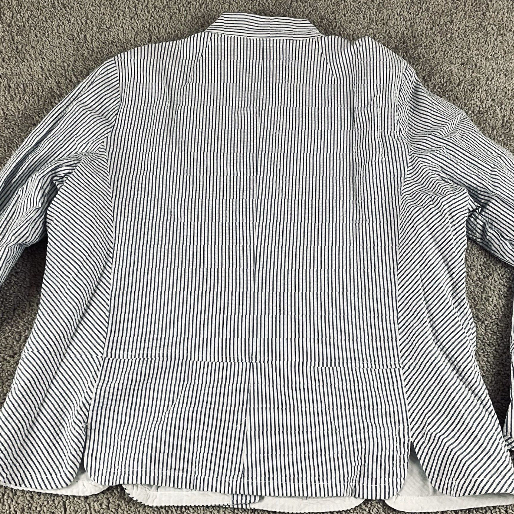 Vintage VINTAGE Garnet Hill Jacket Blazer Women’s 18 Seersucker Striped Cotton Blue White F509 Size XXL / US 16-18 / IT 52-54 - 4 Thumbnail