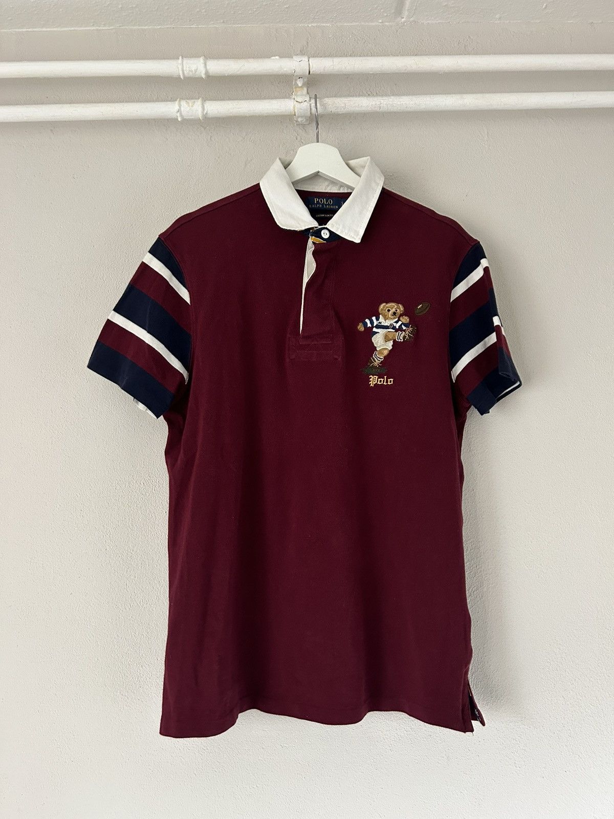image of Polo Ralph Lauren Rugby Bear Embroidery Polo in Burgundy, Men's (Size Large)