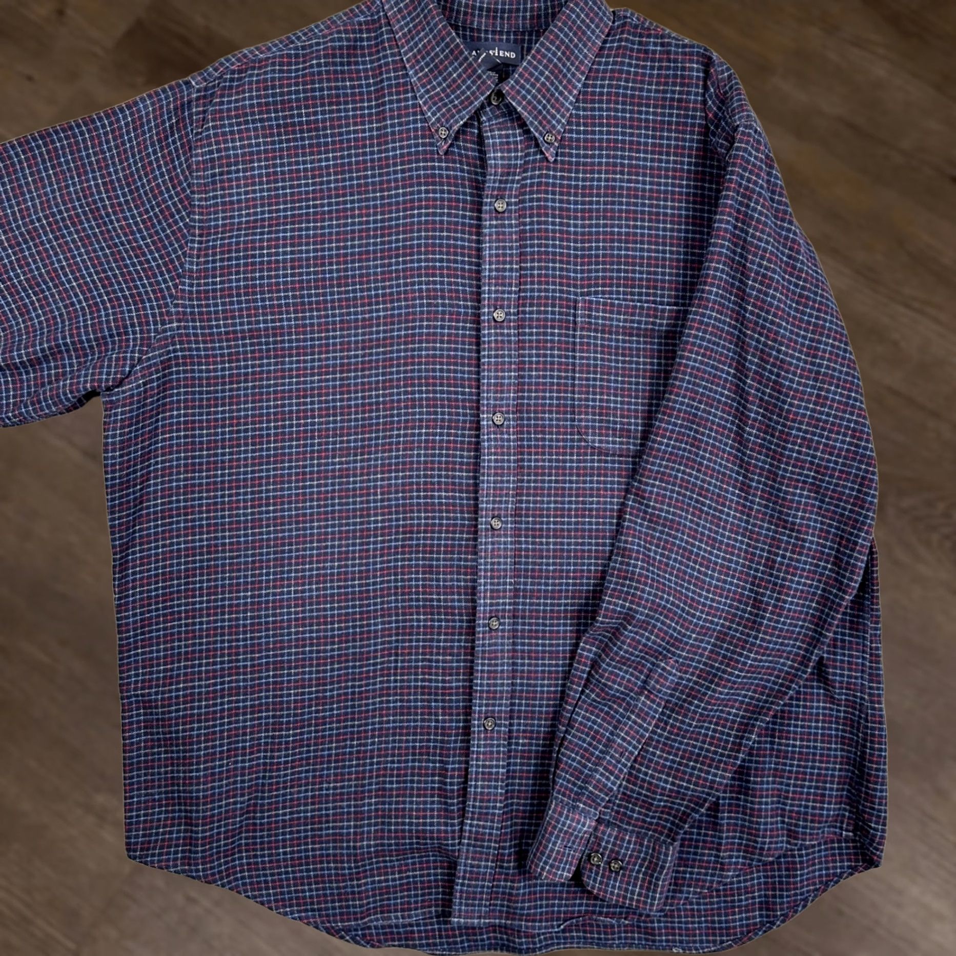 Lands' End VINTAGE Lands' End Shirt Flannel Mens XL Blue Plaid Long Sleeve Pocket Shirt Size US XL / EU 56 / 4 - 1 Thumbnail