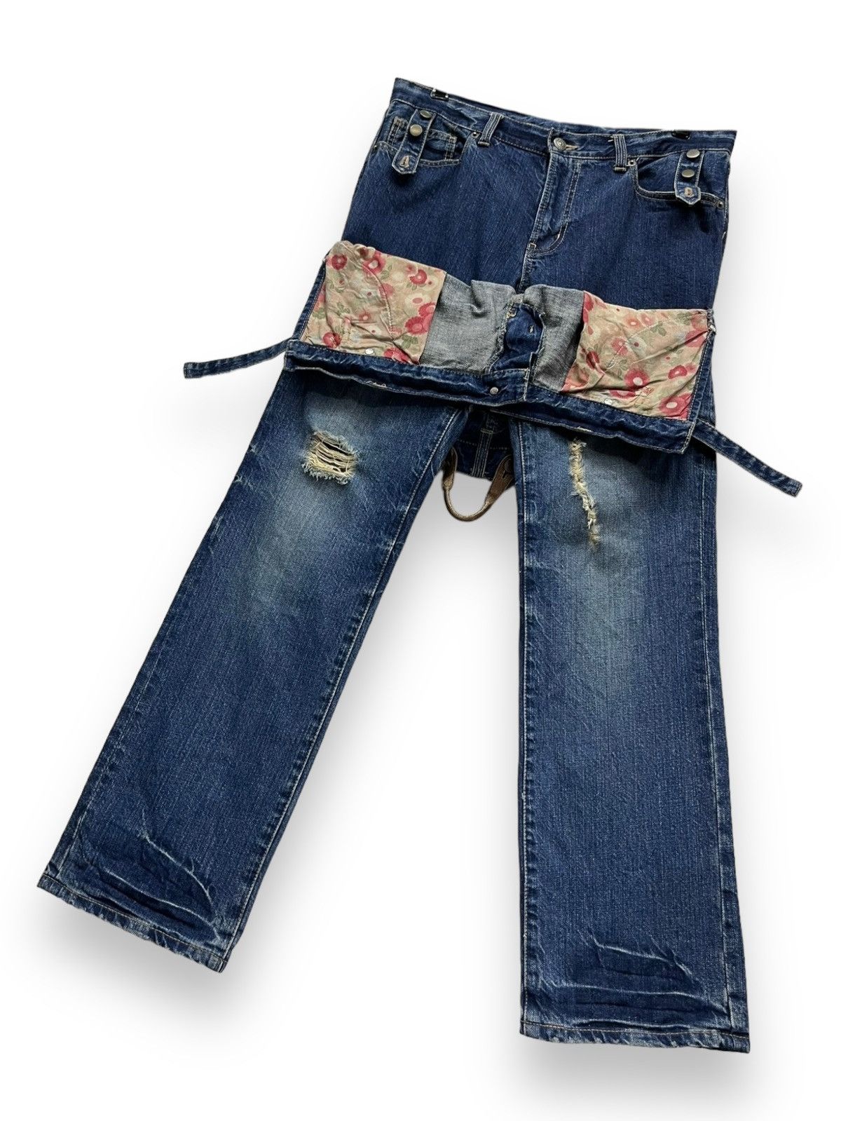 Le Grande Bleu (L.G.B.) × PPFM × Seditionaries FYE RARE🔥PPFM Punk Real Double Waist Ripped Unique Design💥 Size US 31 - 10 Thumbnail