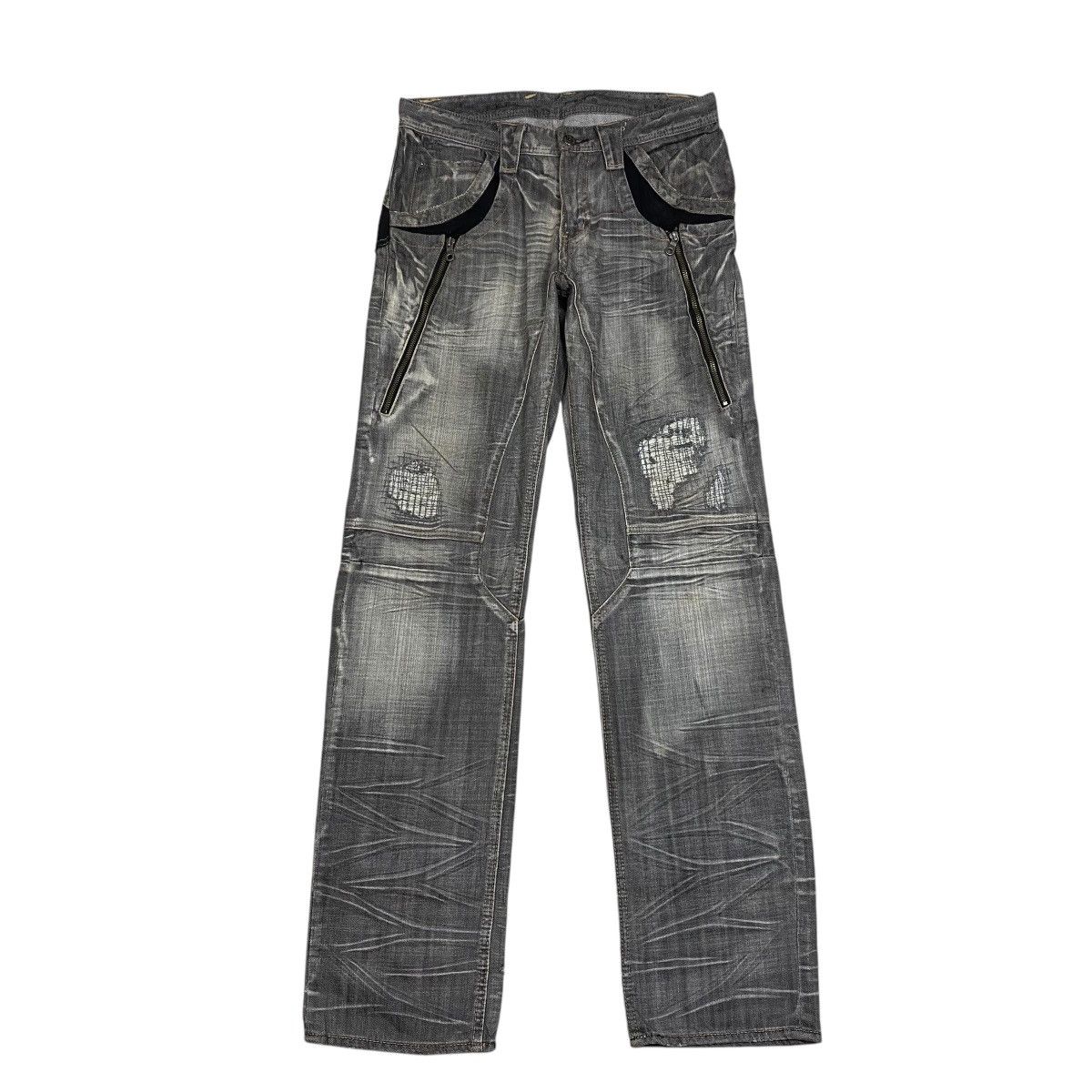 If Six Was Nine × Japanese Brand × PPFM PPFM Bikers Distressed Patchwork Denim Pants Size US 32 / EU 48 - 1 Thumbnail