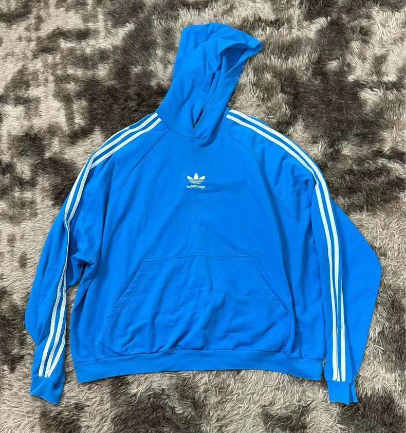 Balenciaga Balenciaga x Adidas Limited Blue Hoodie Size US M / EU 48-50 / 2 - 1 Thumbnail