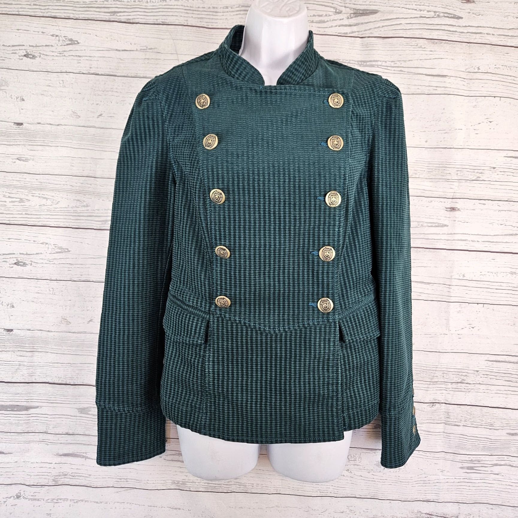 Vintage Cabi Lennon Jacket Womens M Green Teal Military Cotton Blend Jacket Size M / US 6-8 / IT 42-44 - 2 Thumbnail