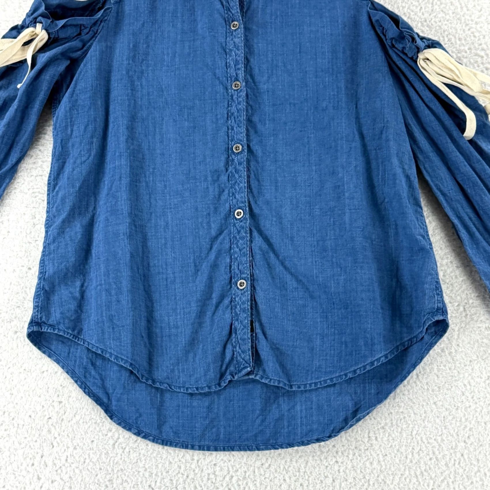 Rails Rails Romy Top Womens Large Indigo Chambray Cold Shoulder Button-Up Casual Shirt Size L / US 10 / IT 46 - 4 Thumbnail