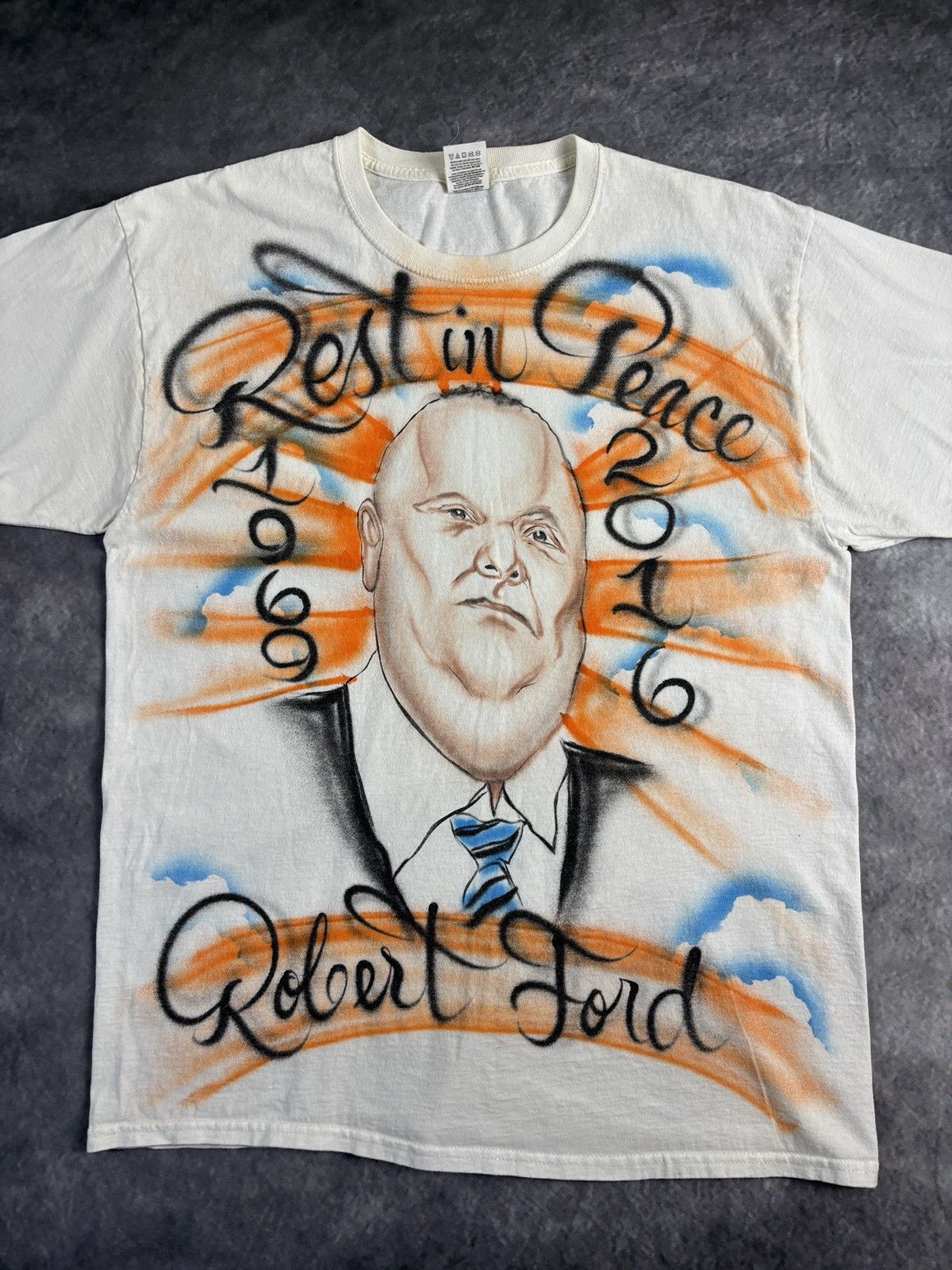 Other 2016 RIP Rob Ford Tee Shirt Custom Air Brush Painted Toronto Size US L / EU 52-54 / 3 - 3 Thumbnail