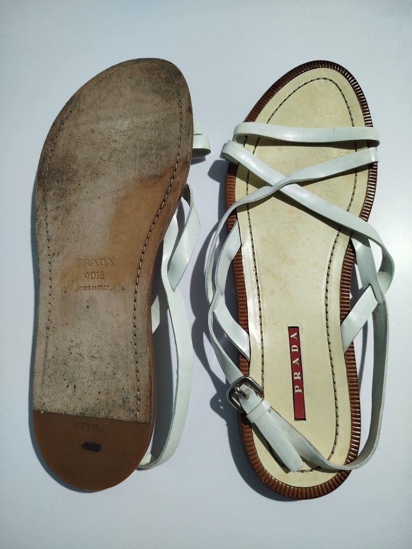 Prada Prada White Strappy Sandals / Size 40.5 Size US 10.5 / IT 40.5 - 3 Thumbnail