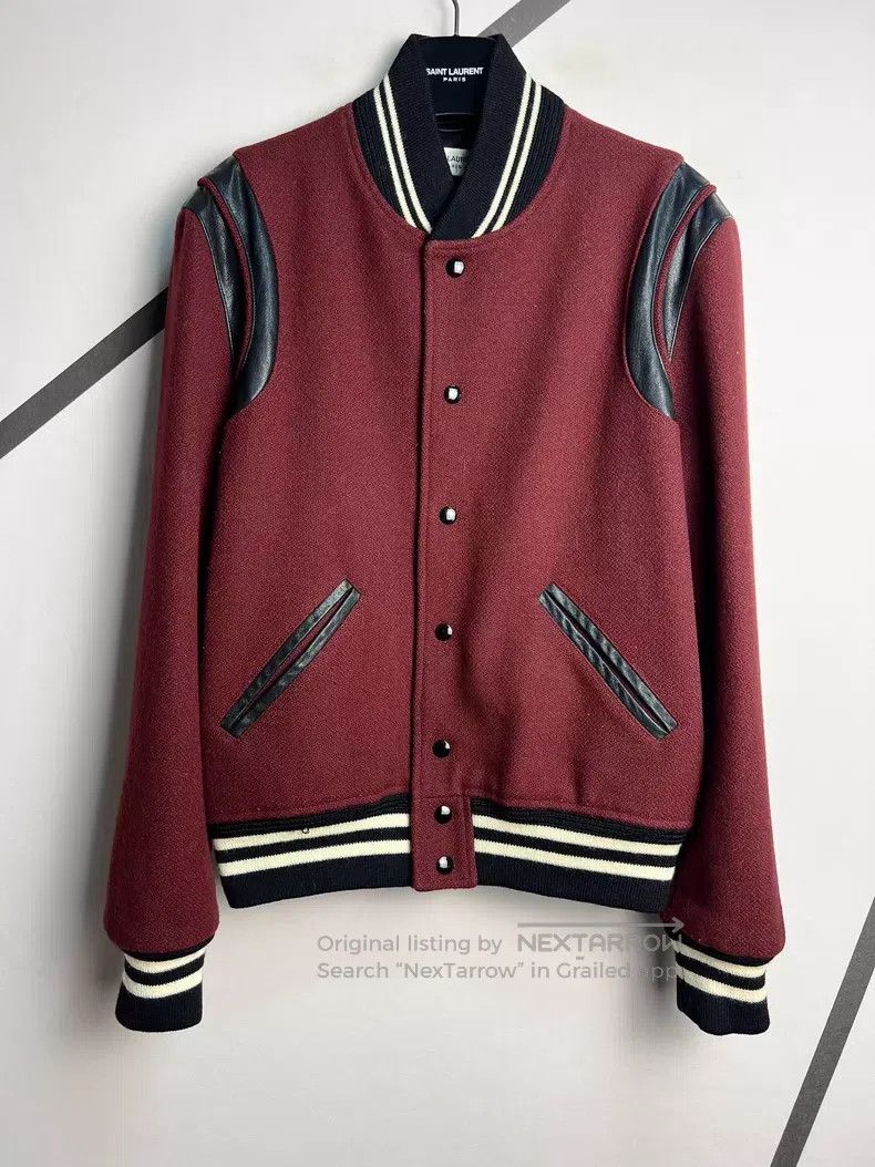 Saint Laurent Paris Saint Laurent Paris Burgundy Black Sheepskin Mixed Wool Ba Size US M / EU 48-50 / 2 - 1 Thumbnail