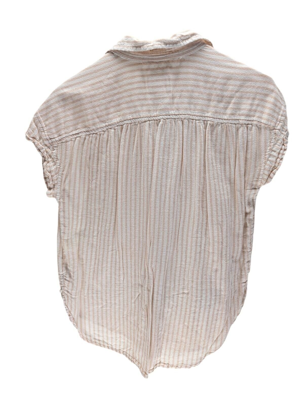 American Eagle Outfitters American Eagle Striped Button-Up Shirt (Small) Short Sleeve Size S / US 4 / IT 40 - 2 Thumbnail