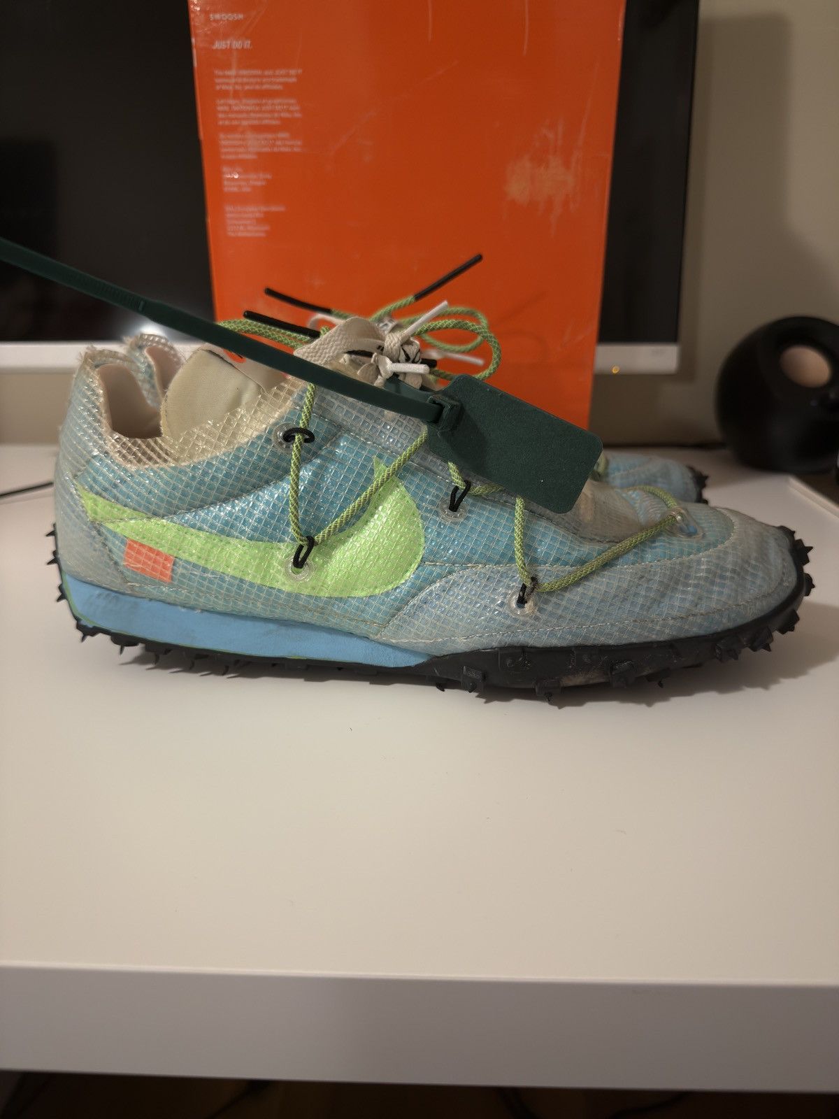 Nike × Off-White Off-White Waffle Racer ‘Vivid Sky’ Size US 11.5 / EU 44-45 - 4 Thumbnail