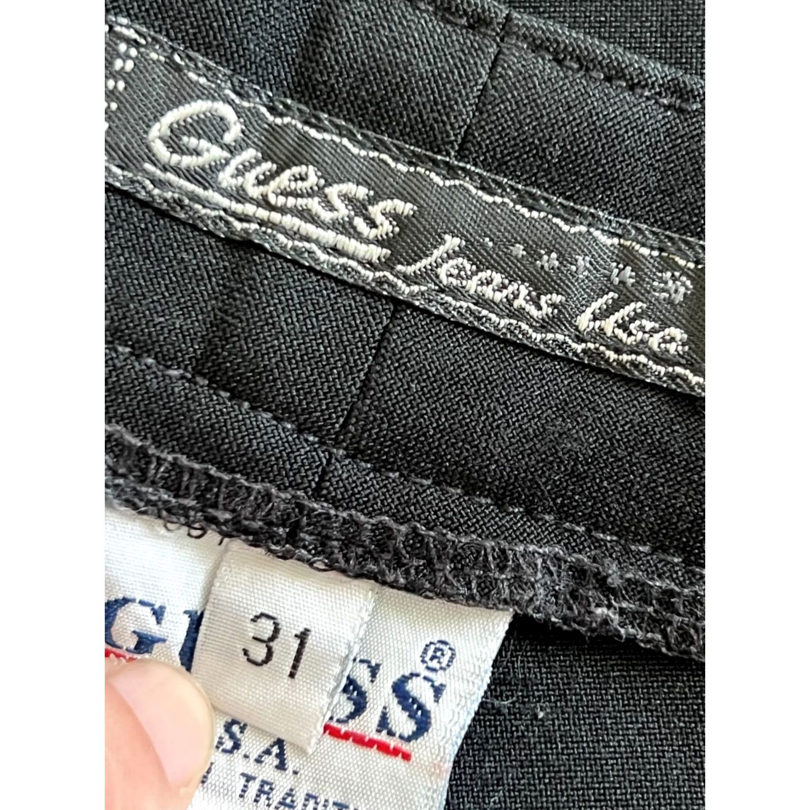 Guess VTG Guess Jeans Womens Size 31 Black Straight Flat Front Button Solid Dark Wash Size 24" / US 00 / IT 34 - 3 Thumbnail