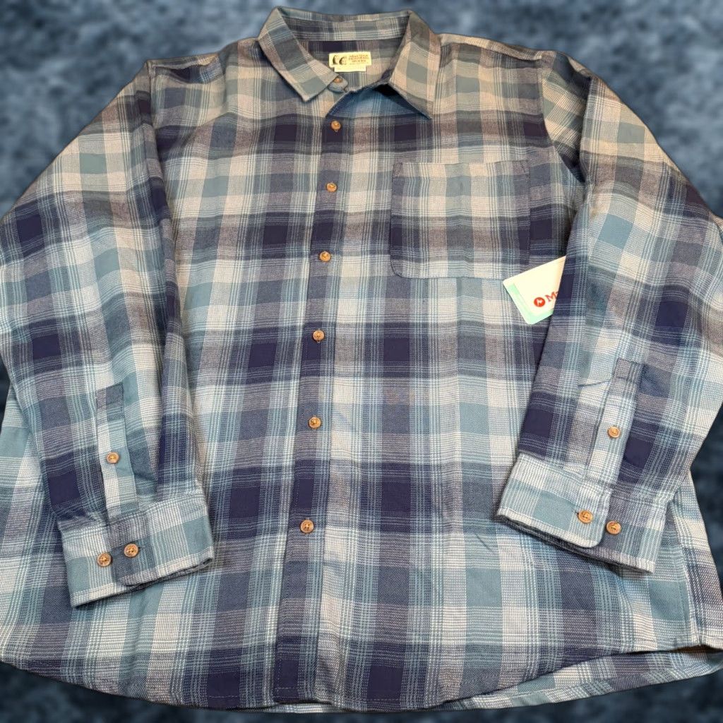 Marmot VINTAGE Marmot Fairfax Novelty Lightweight Flannel Shirt Arctic Blue Plaid Mens 2XL NWT Size US XXL / EU 58 / 5 - 1 Thumbnail