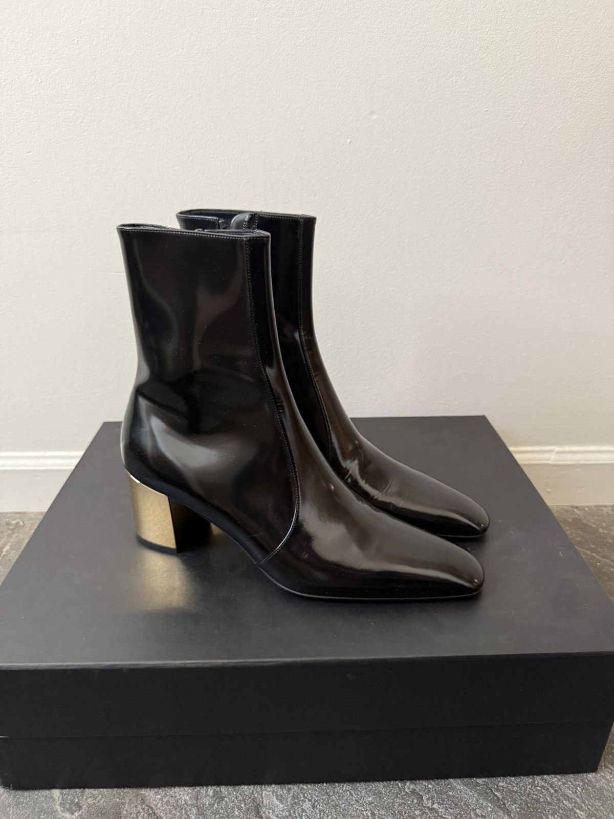 Saint Laurent Paris 19SS Black Ayers Snakeskin 60mm Finn Boots 42