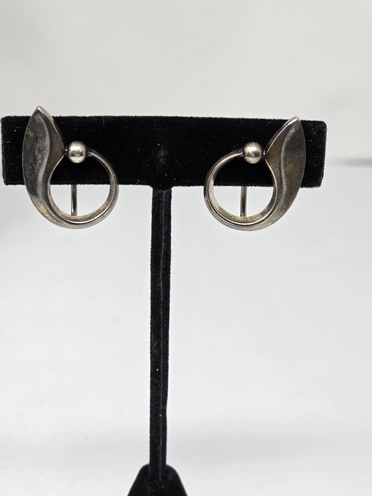 Other Vintage Hans Hansen Denmark Silver Modernist Earrings Size ONE SIZE - 1 Thumbnail